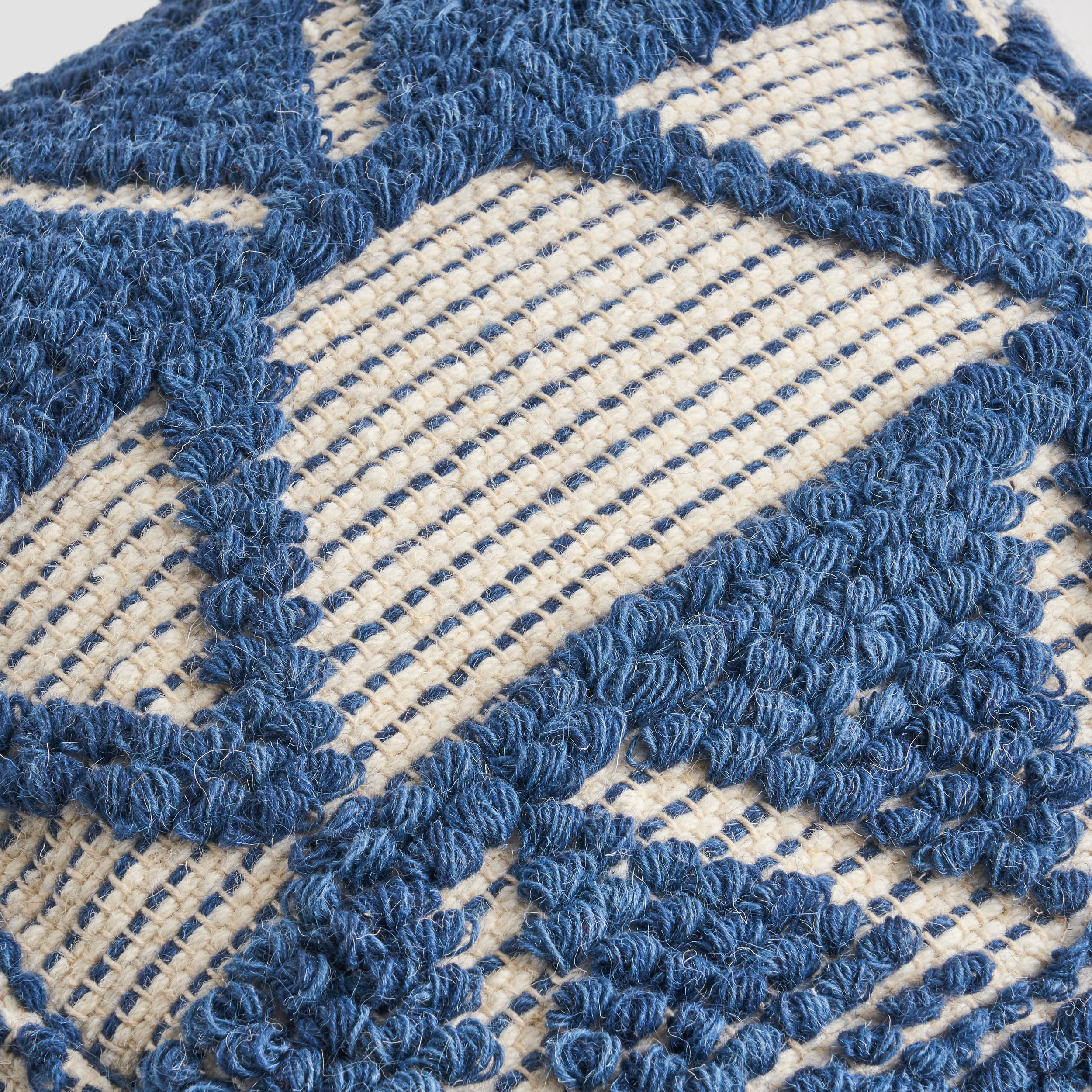 Ronin Boho Wool and Cotton Ottoman Pouf - furnishings