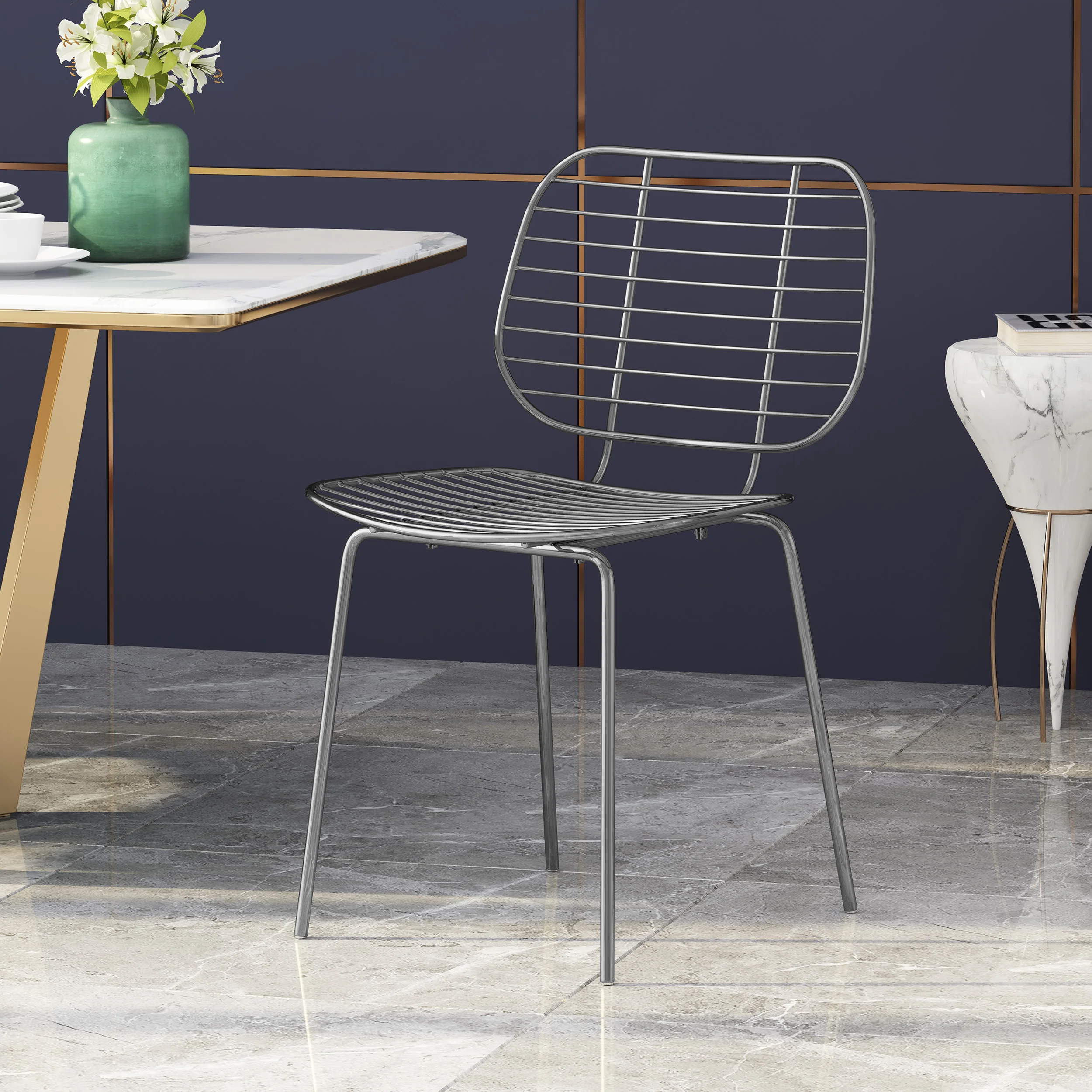 Spyridon Modern Glam Iron Dining Chair - furnishings