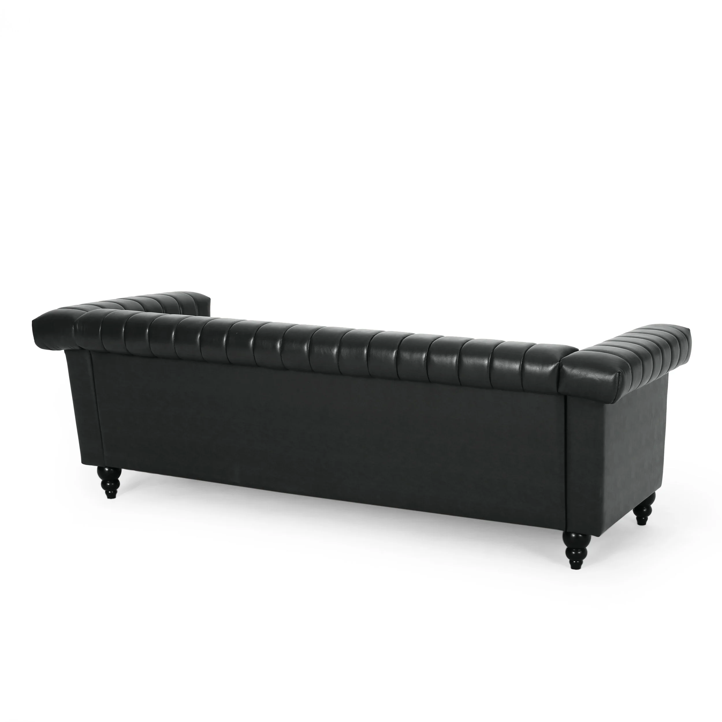 Donley Contemporary Channel Stitch 3 Seater Sofa with Nailhead Trim - furnishings