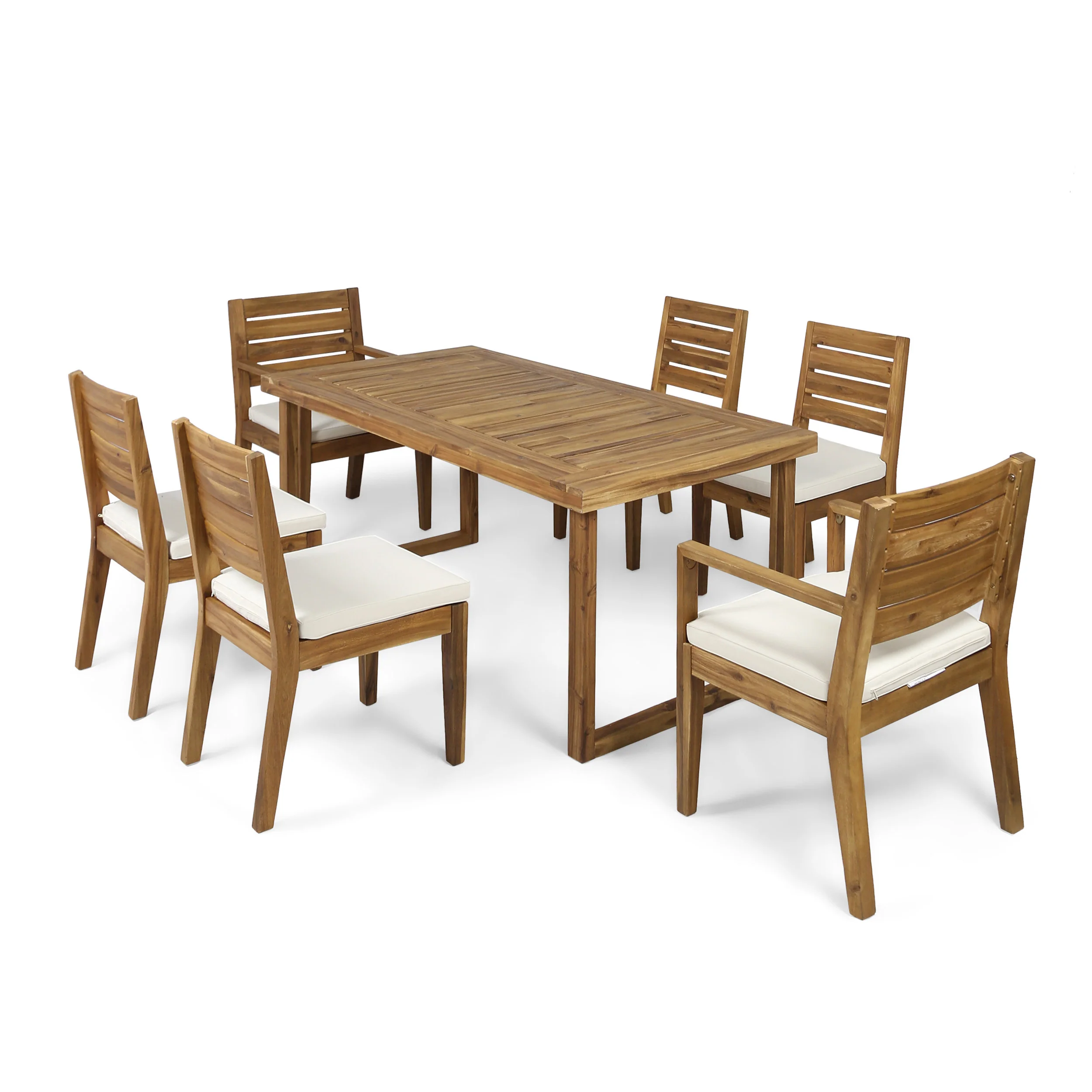 Kemp Outdoor 6-Seater Acacia Wood Dining Set - furnishings