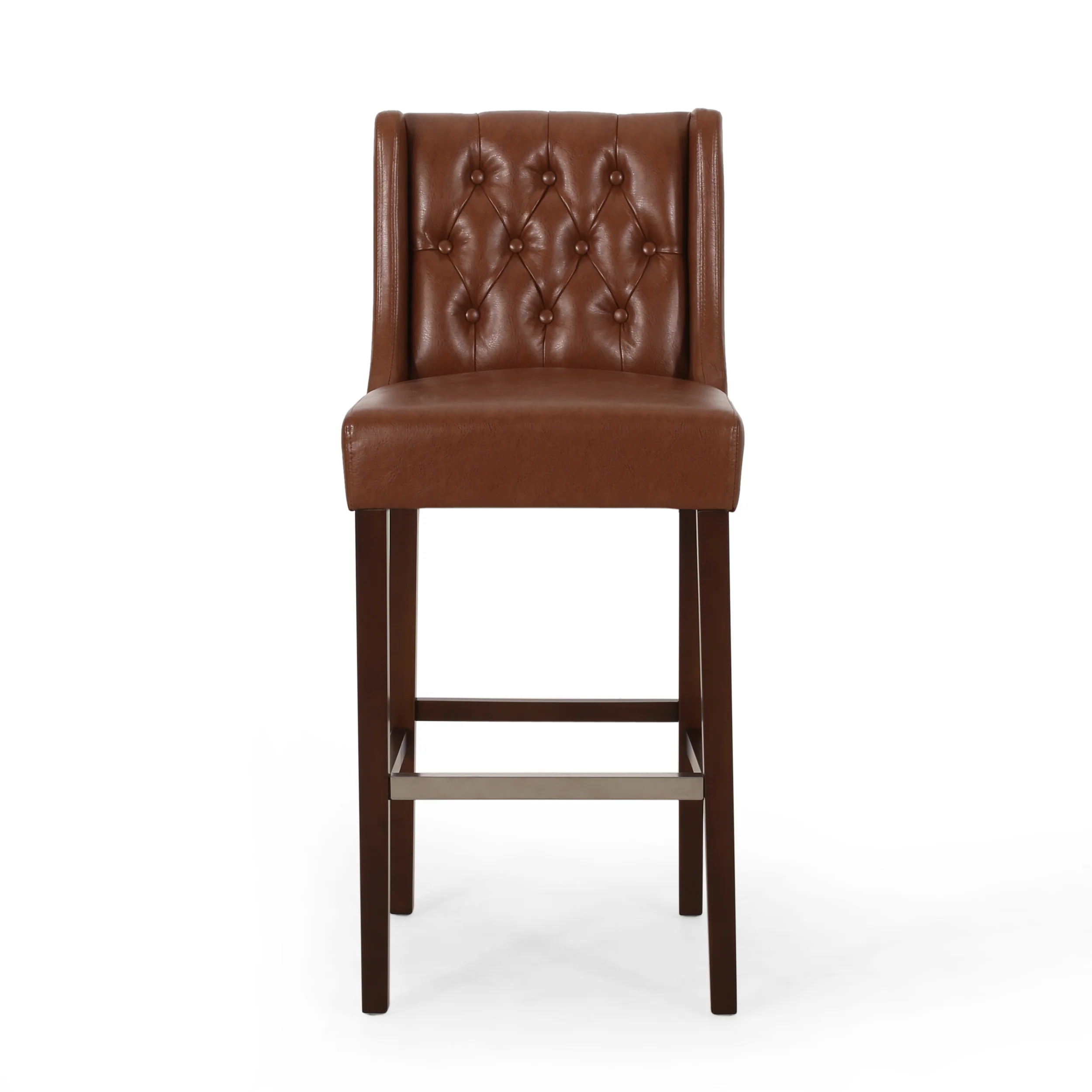 Leeandre Contemporary Wingback Faux Leather Barstools (Set of 2) - furnishings