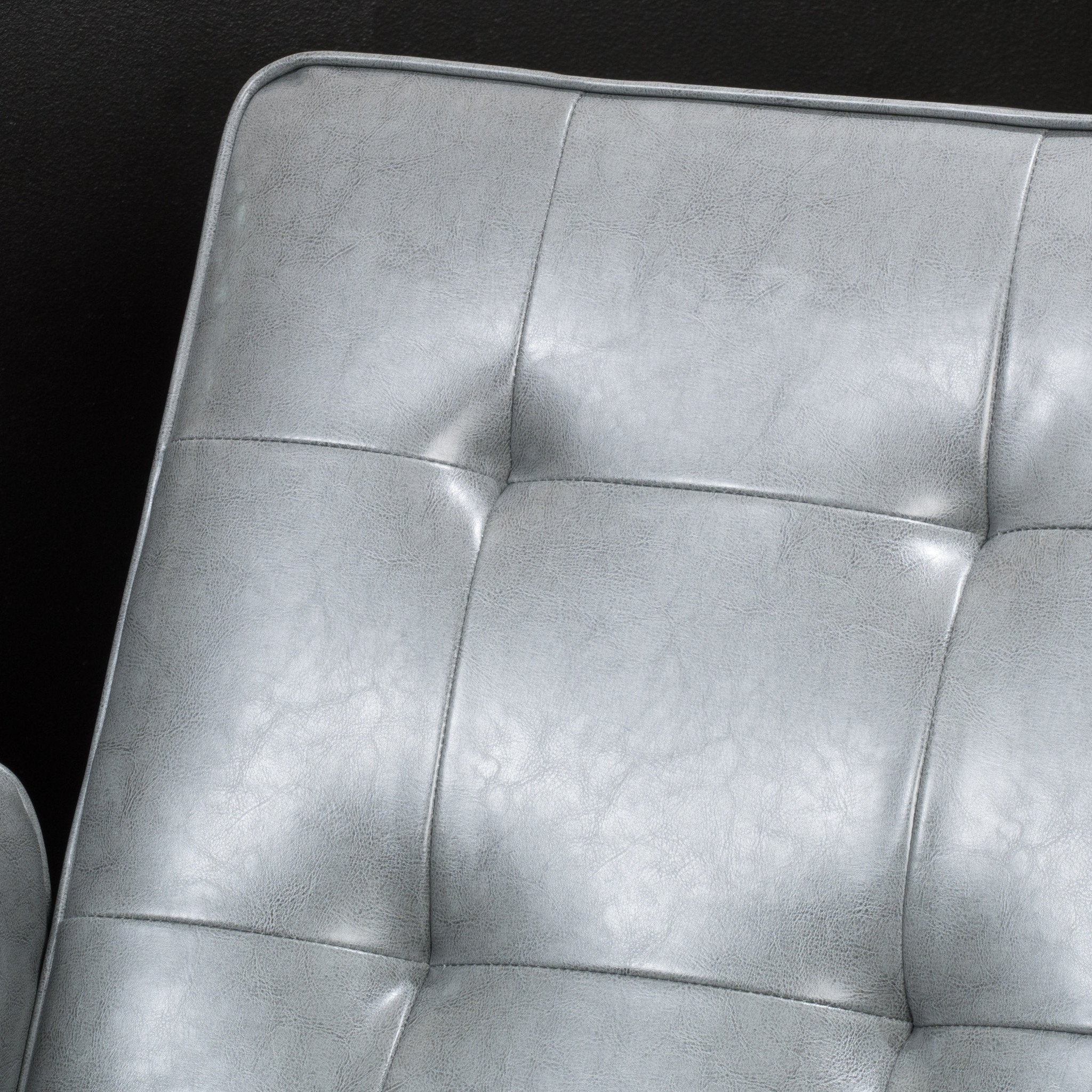 Elan Contemporary Tufted Dark Gray Bonded Leather Recliner with Tapered Legs - furnishings