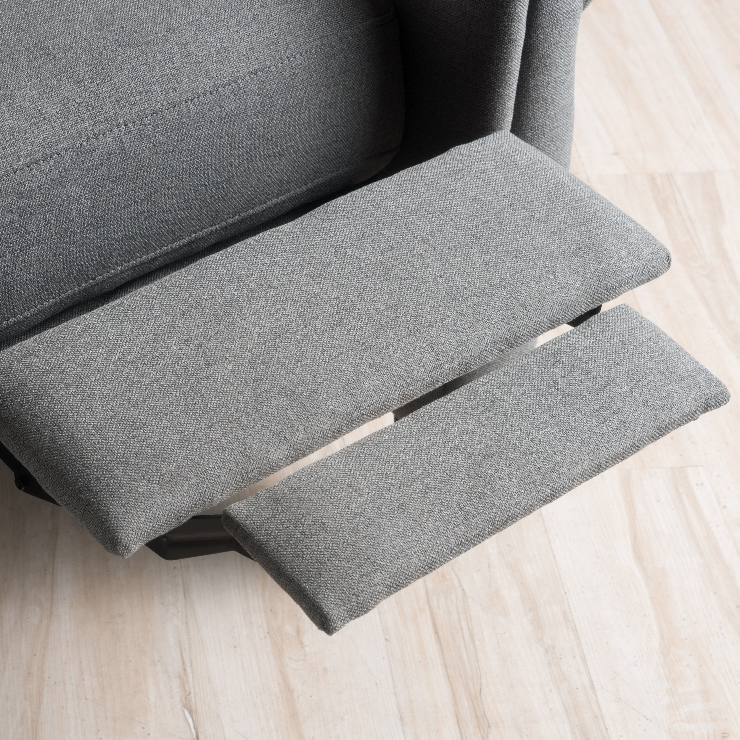 Harrah Charcoal Fabric Upholstered Push-Back Recliner with Scrolled Arms - furnishings