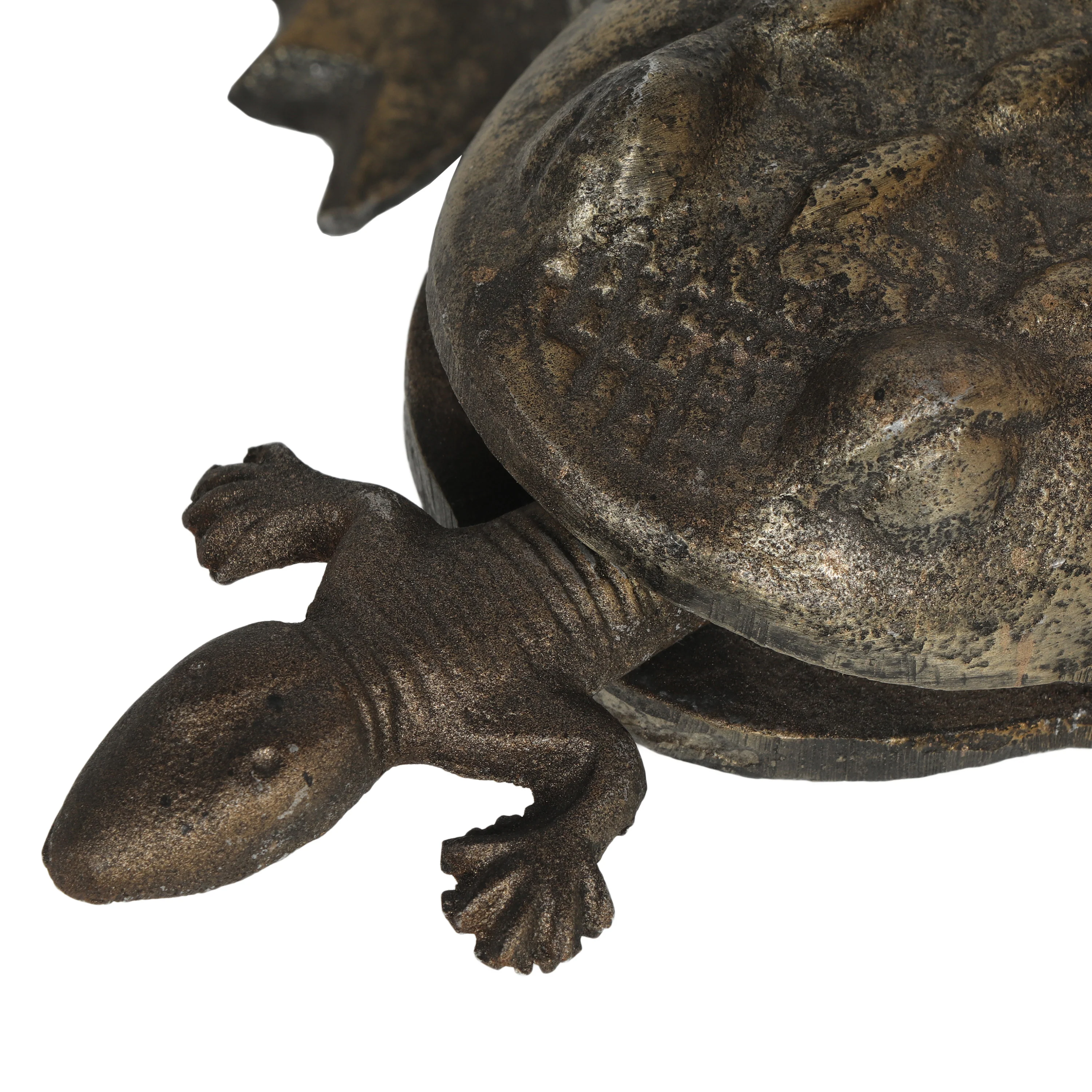 Jessica Handmade Aluminum Tabletop Frog Decor, Antique Brass - furnbro