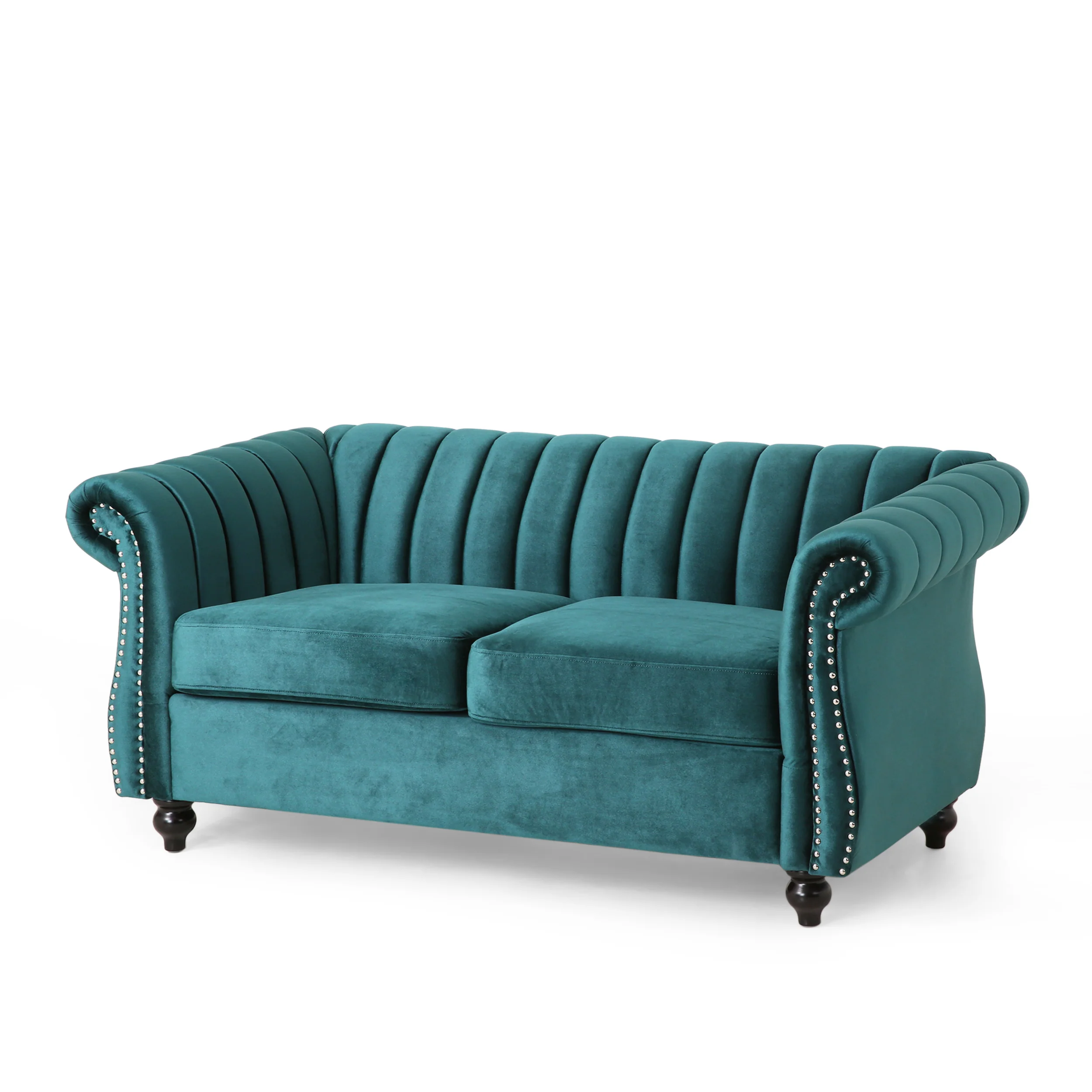 Bauman Modern Glam Channel Stitch Loveseat with Nailhead Trim - furnishings