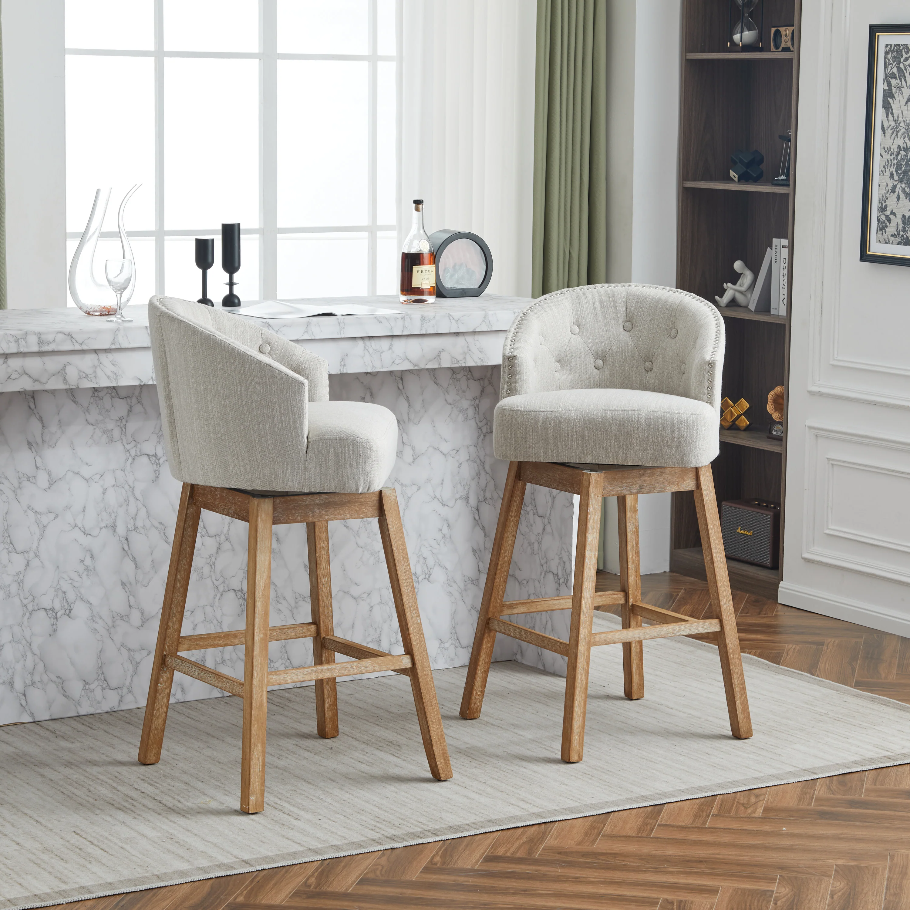 Skyleer Swivel Upholstered Counter Stools - furnishings
