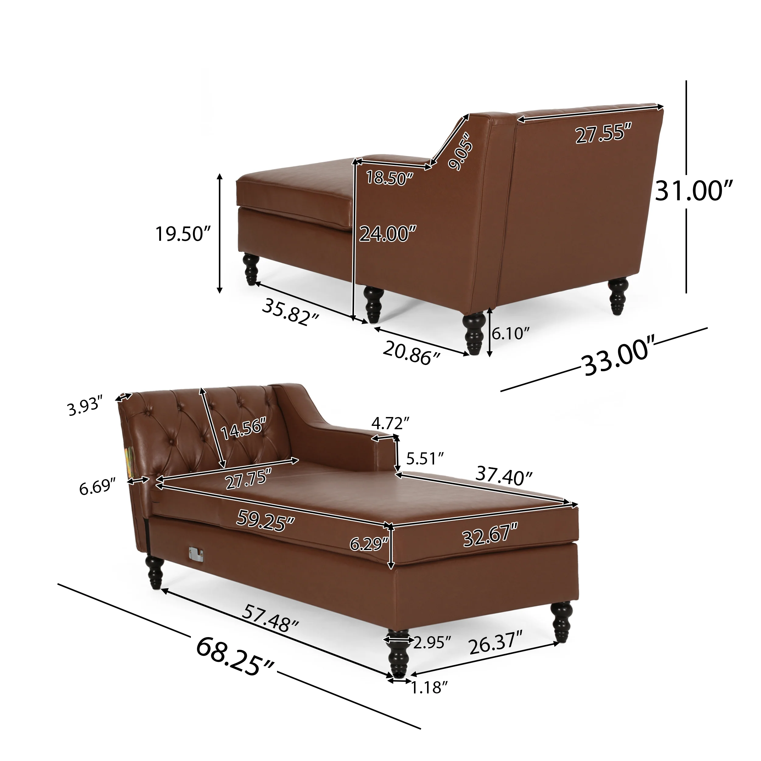 Bluewater Contemporary Tufted Chaise Sectional - furnishings
