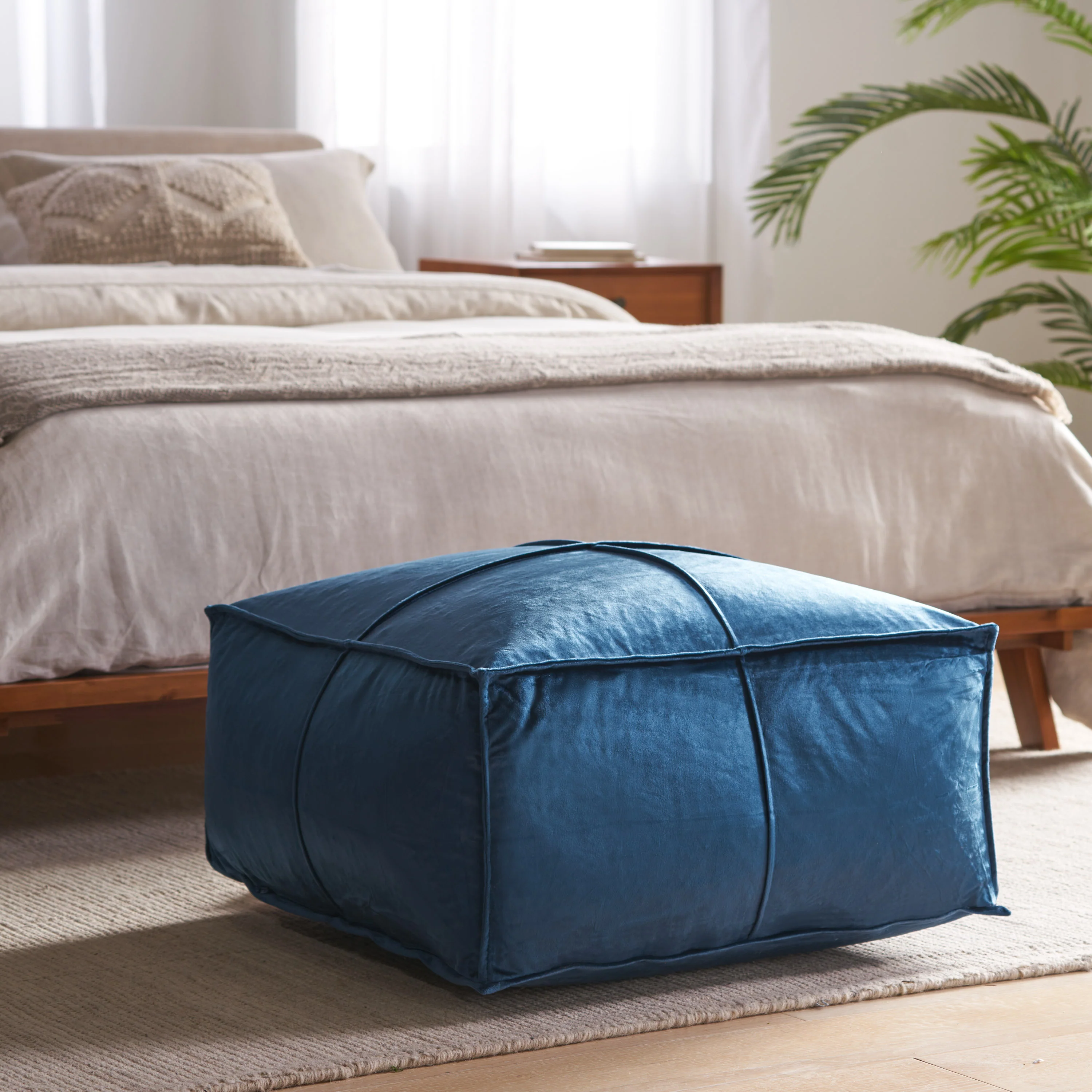 Cytheria Velvet Square Bean Bag Ottoman - furnishings