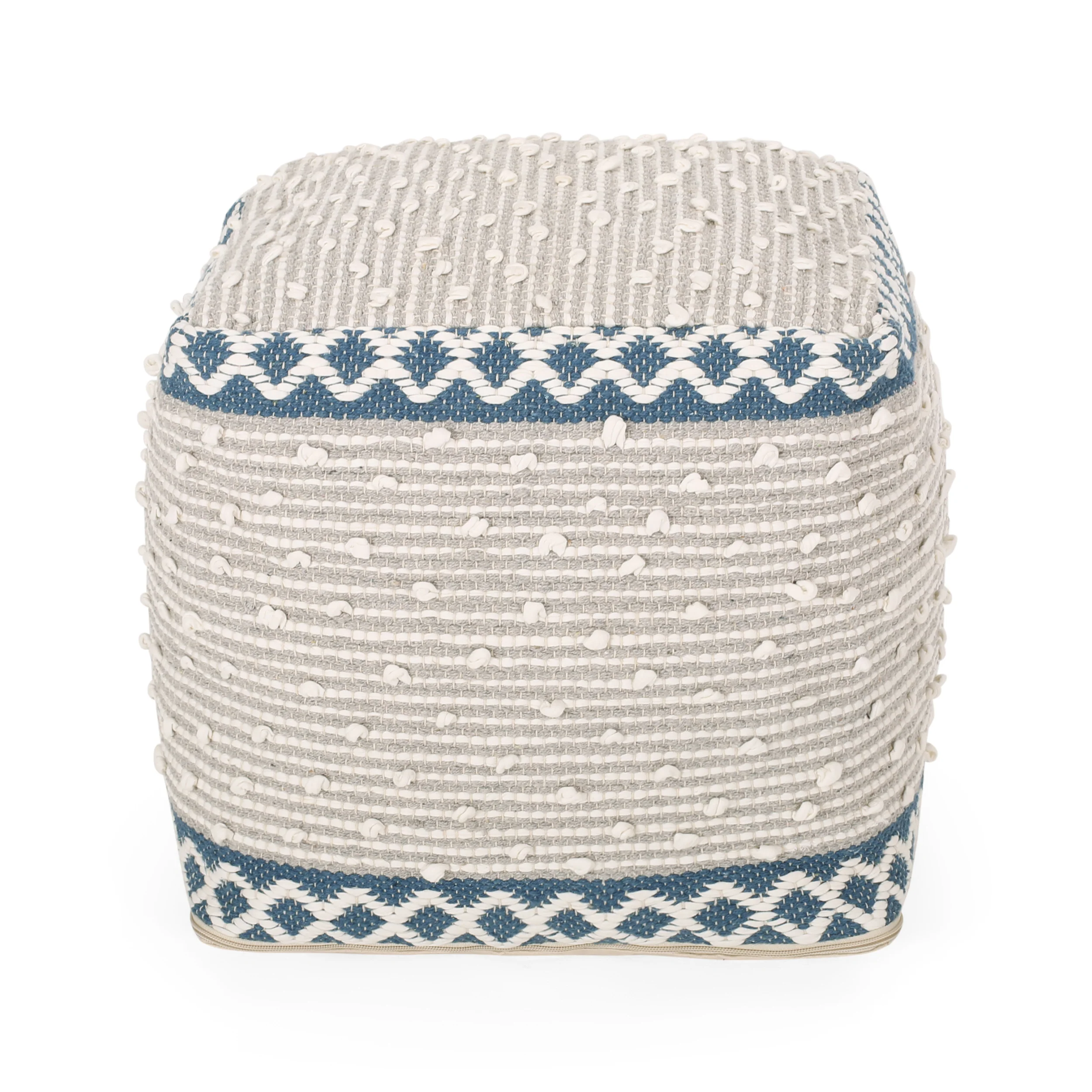 Amiyrah Hand-Crafted Cotton Cube Pouf - furnishings