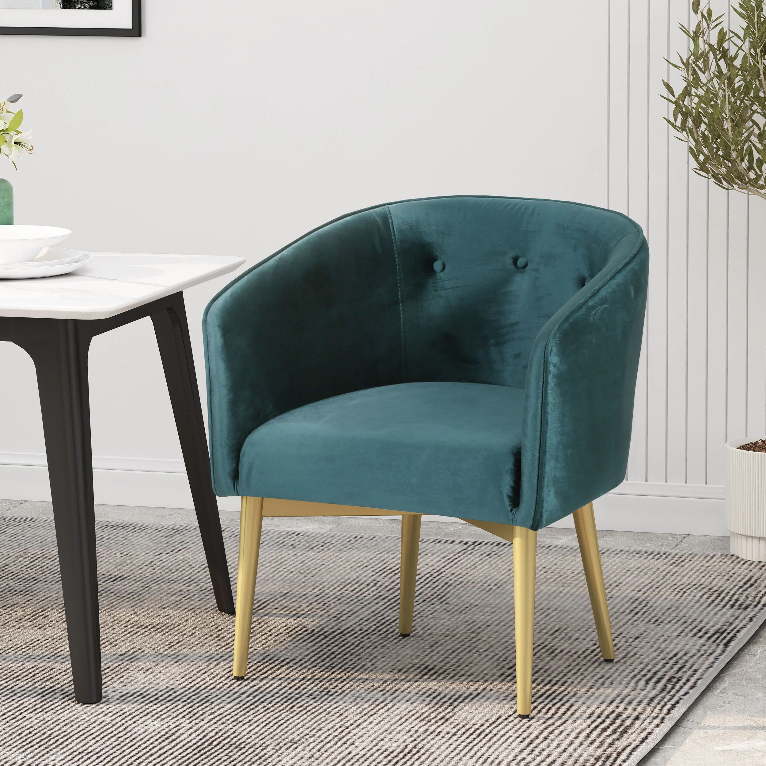 Malinta Modern Glam Tufted Velvet Dining Chair - furnishings