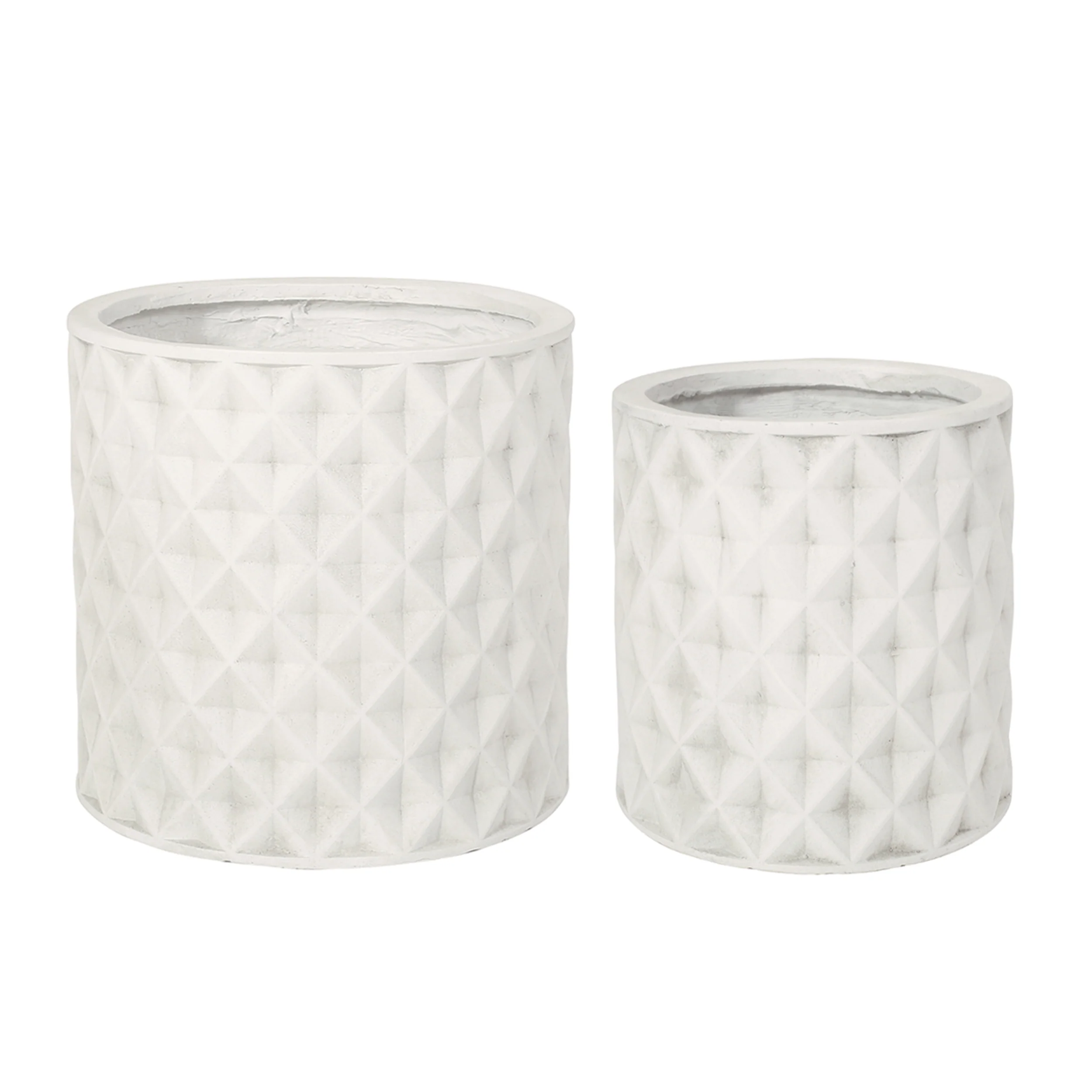 Wilbert Outdoor Small and Medium Cast Stone Planter Set, Antique White - furnishings