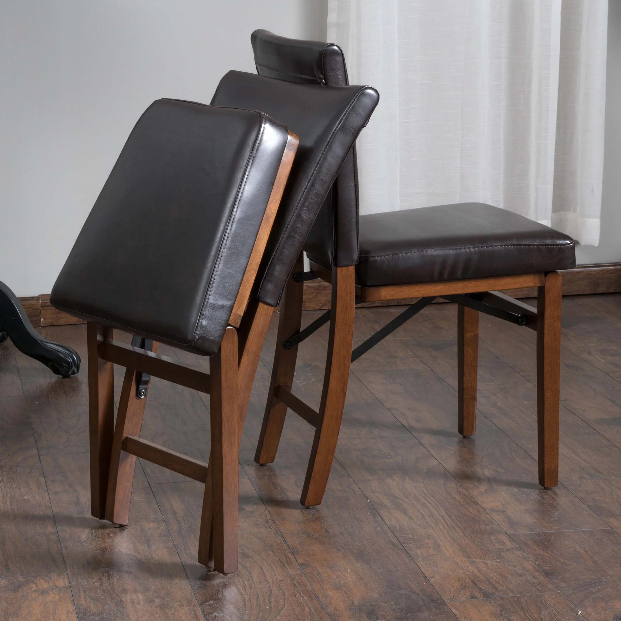 Rosalynn Brown Leather Folding Dining Chairs (Set of 2) - furnishings