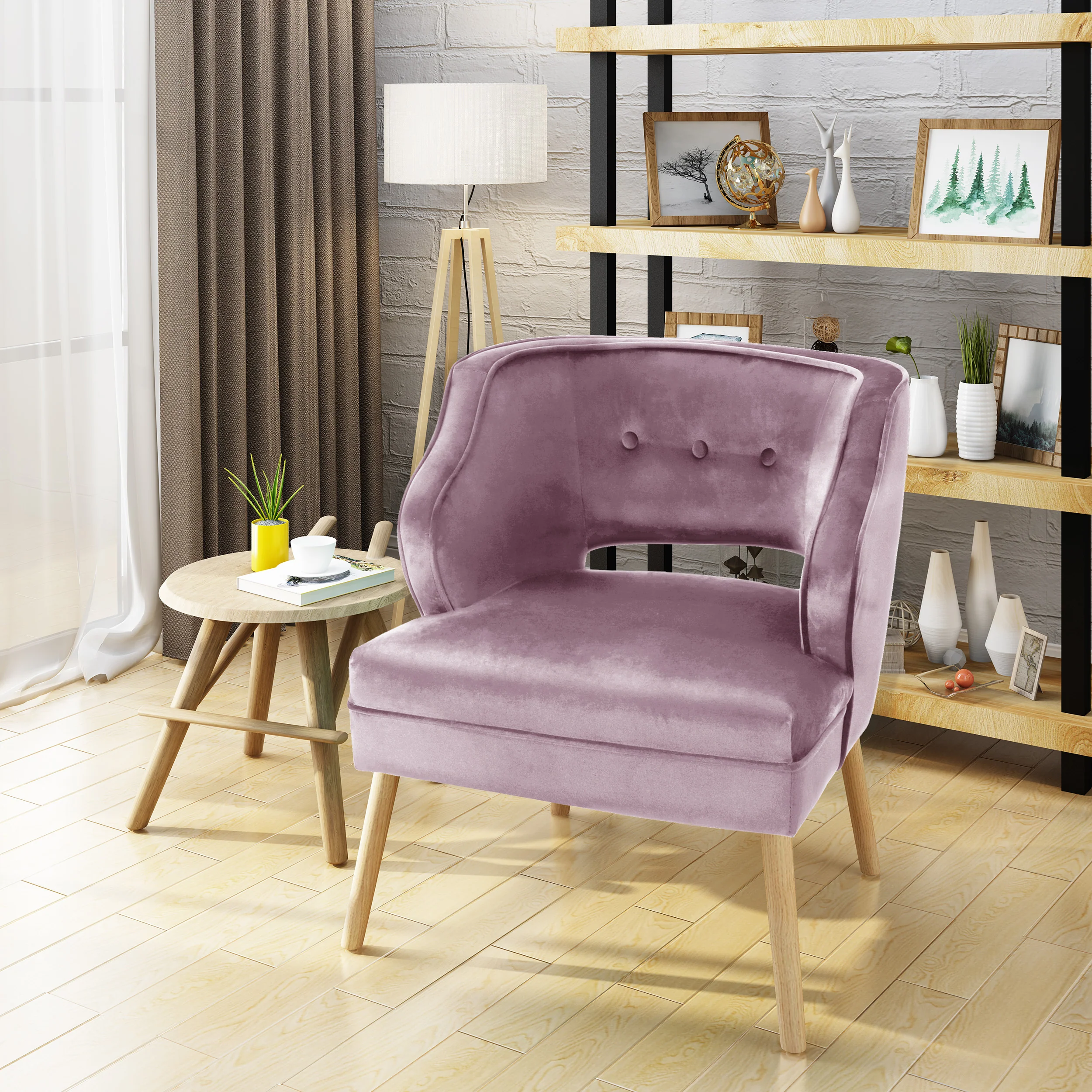 Michaela Mid Century Modern Velvet Accent Chair - furnishings