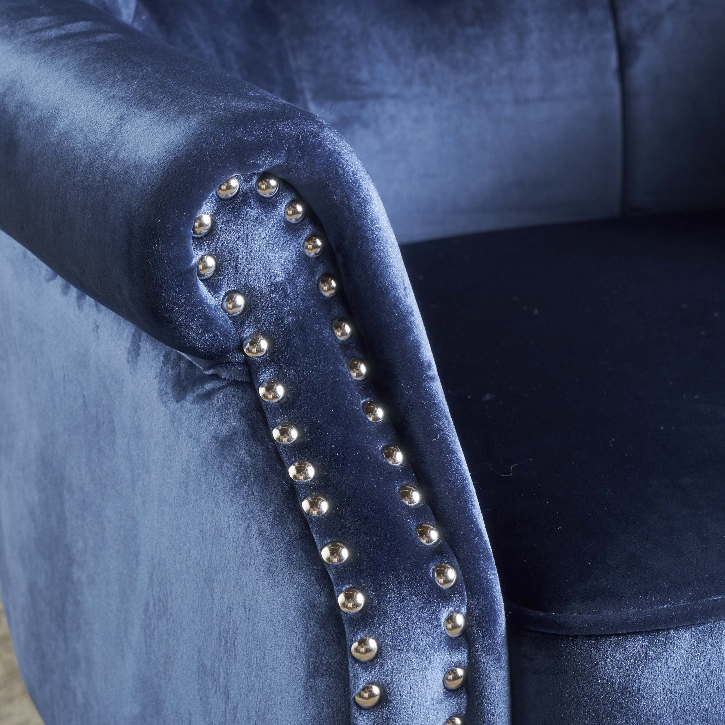 Tomlin Modern Glam Velvet Club Chair with Nailhead Trim - furnishings