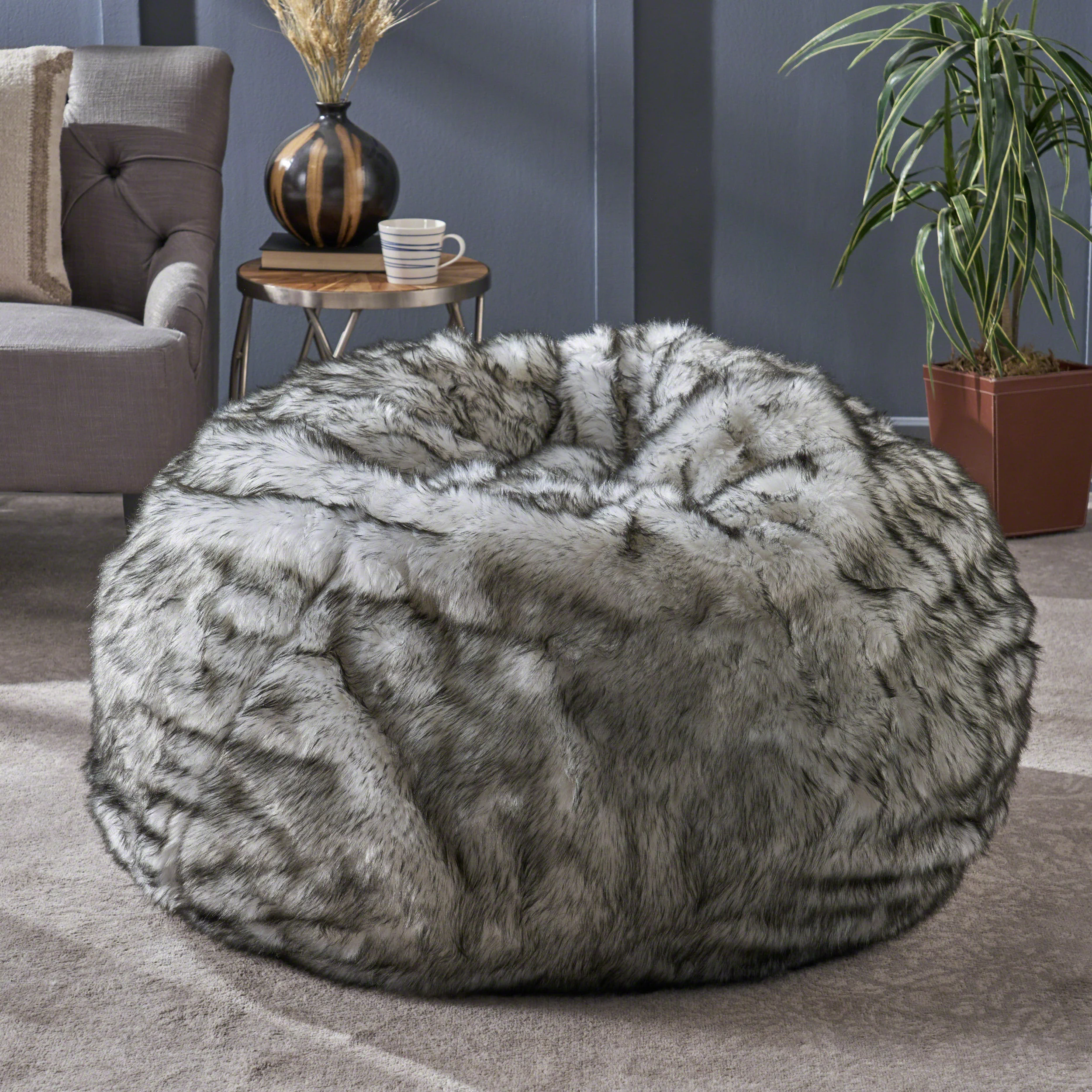Leslie Modern 3 Foot Faux Fur Bean Bag Cover - furnishings