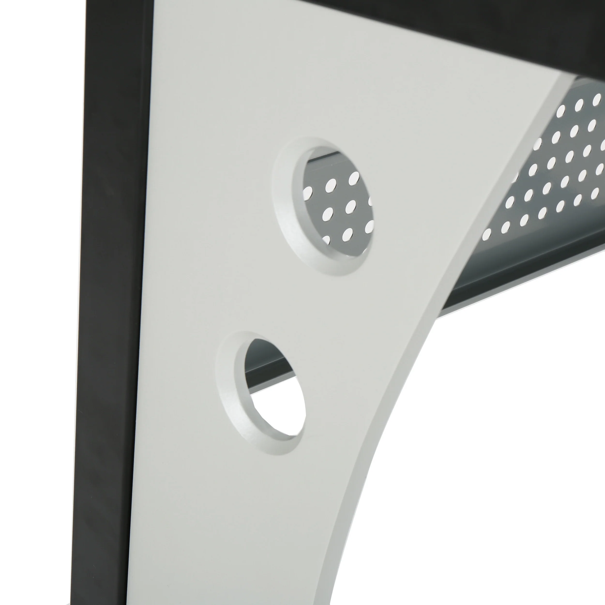 Orion Modern L-Shaped Black and Gray Iron Office Desk with Tempered Glass Top - furnishings
