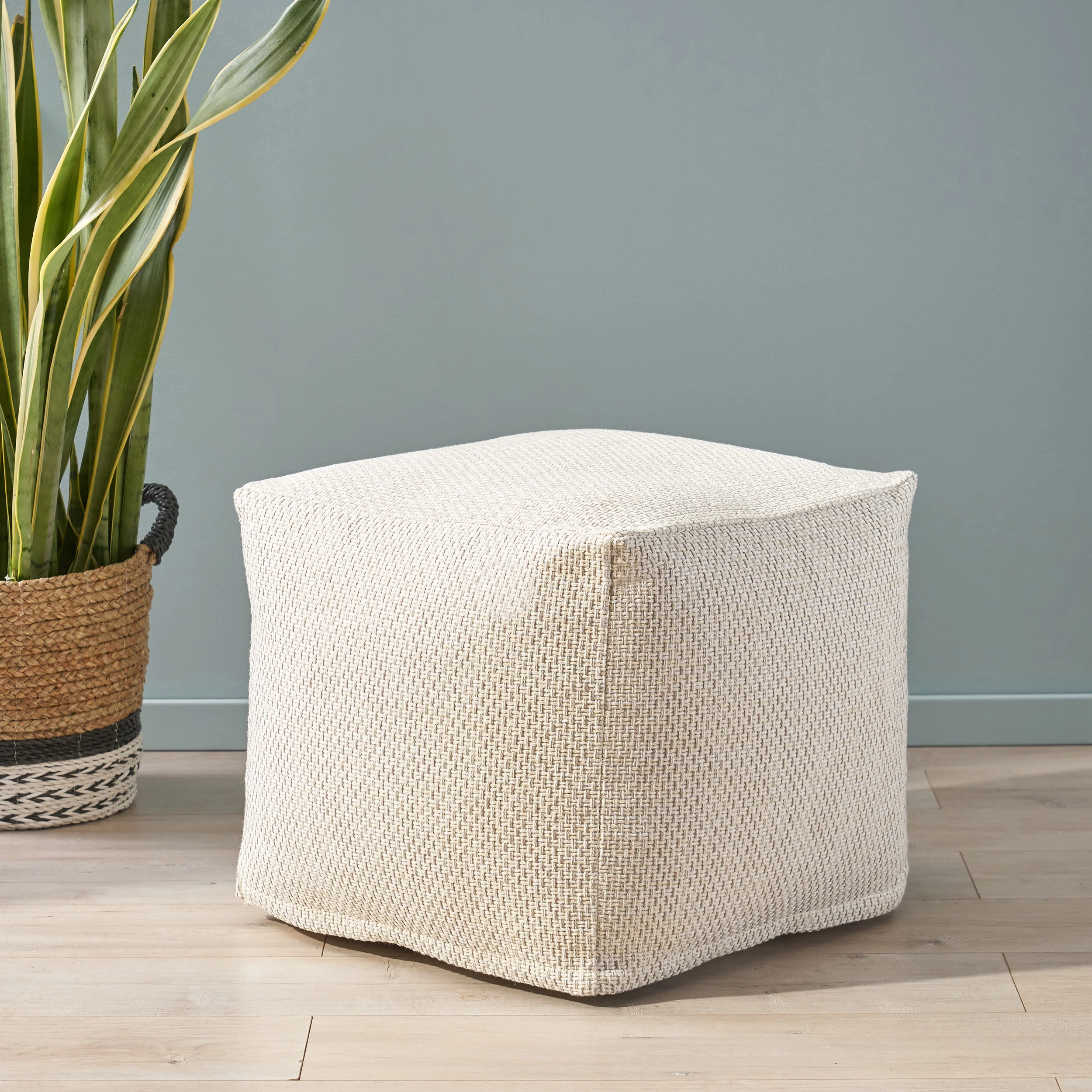 Rakiya Contemporary Fabric Pouf - furnishings