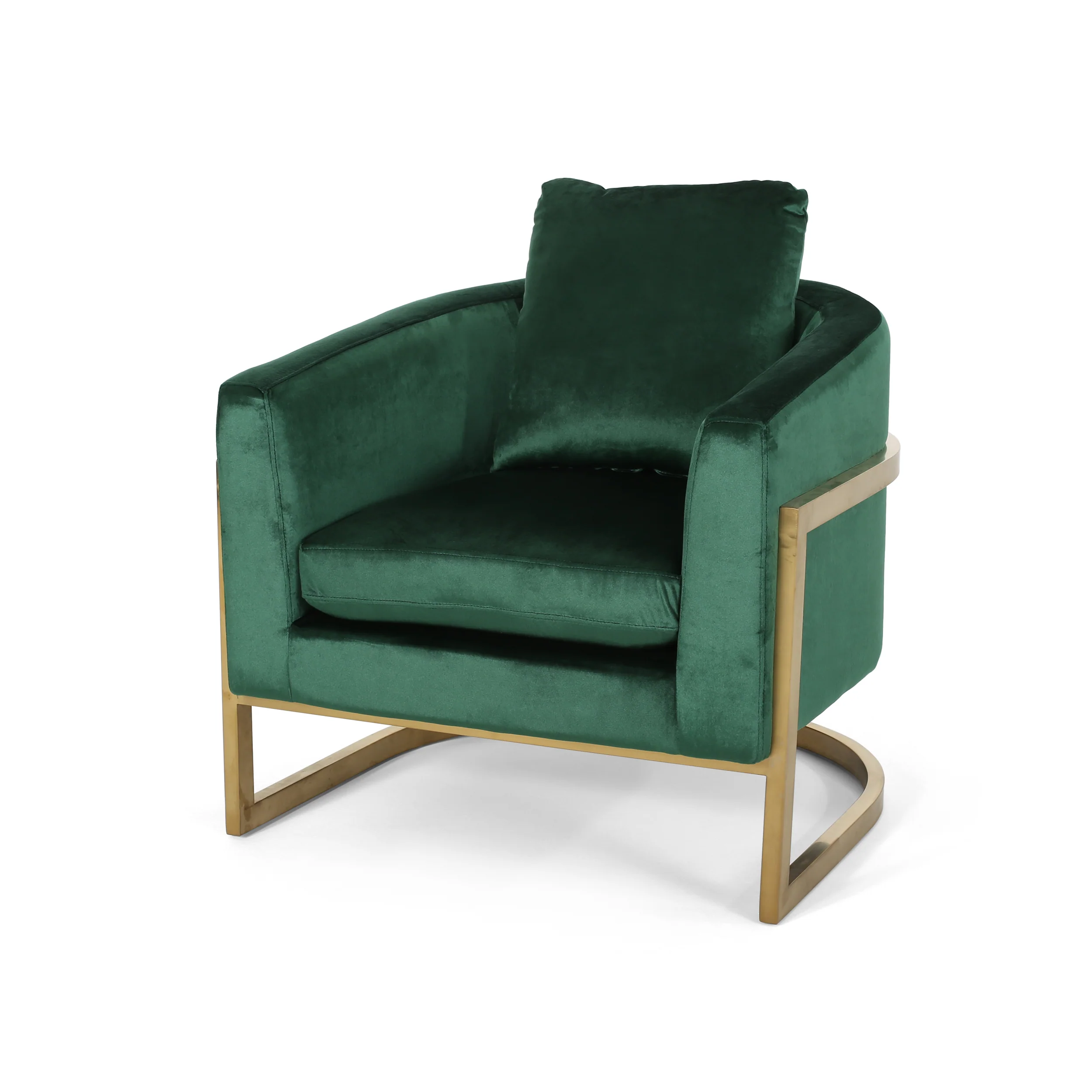 Coldwater Modern Velvet Glam Armchair with Stainless Steel Frame - furnishings