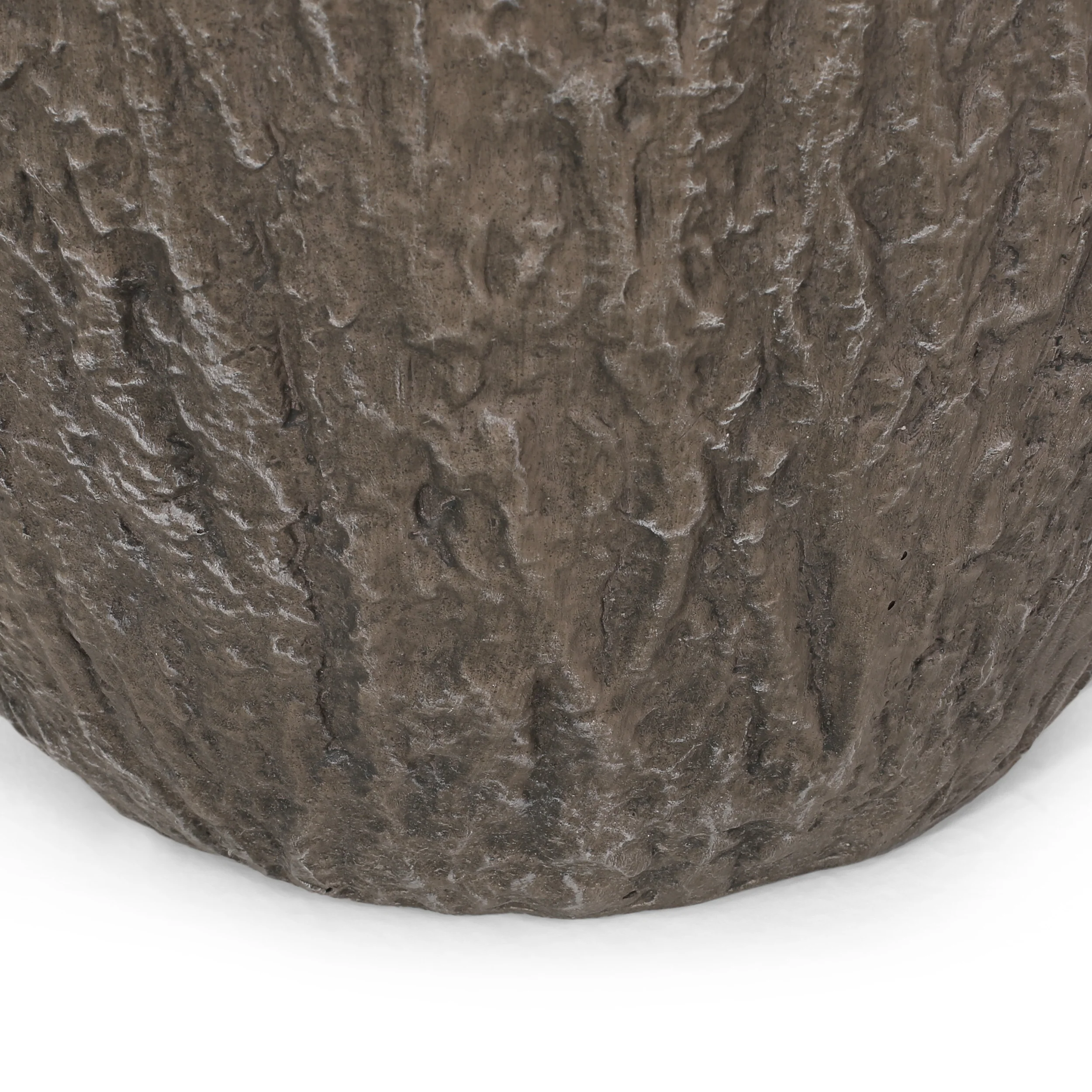 Moreno Outdoor Medium and Large Cast Stone Planter Set, Brown Wood - furnishings