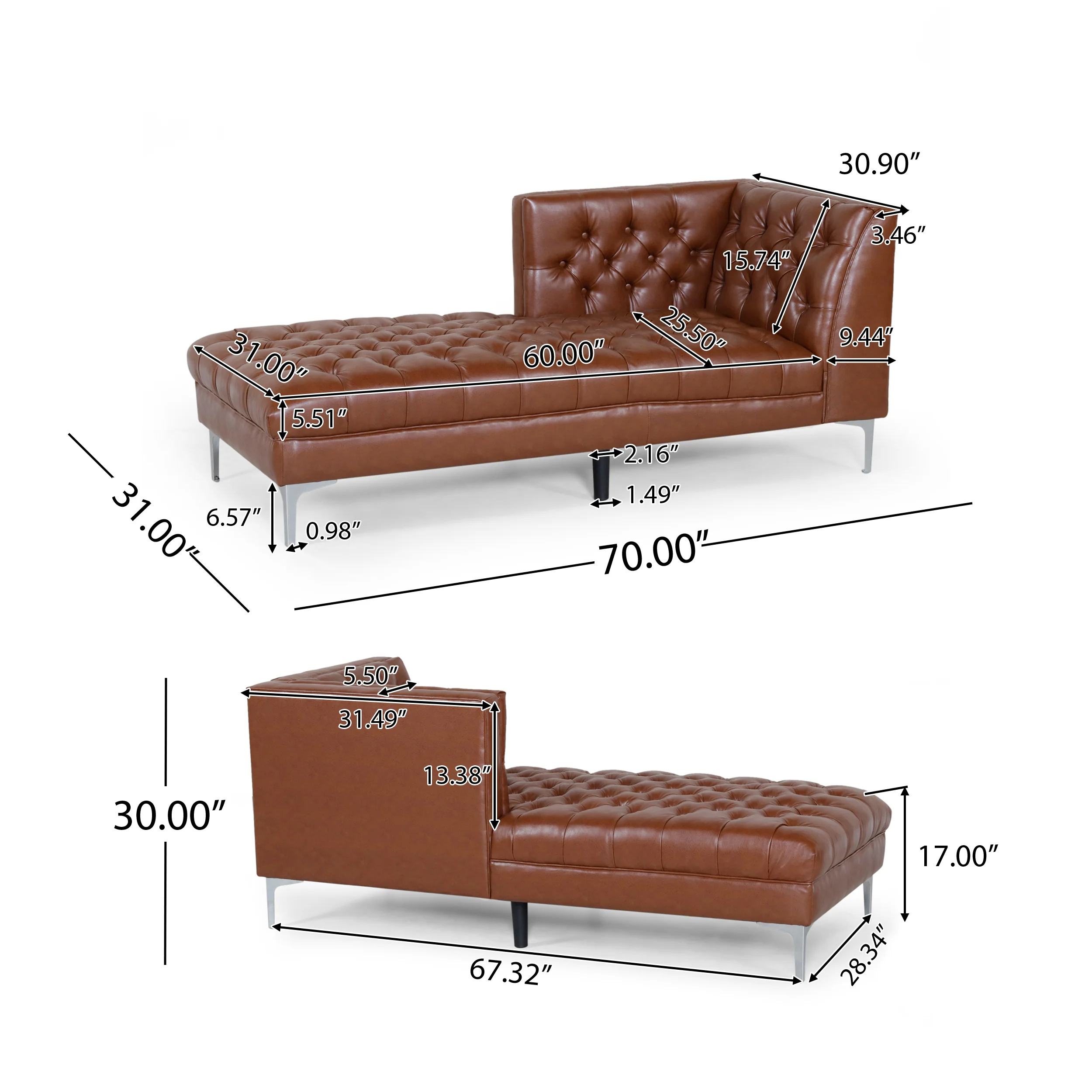 Bluffton Contemporary Tufted One Armed Chaise Lounge - furnishings