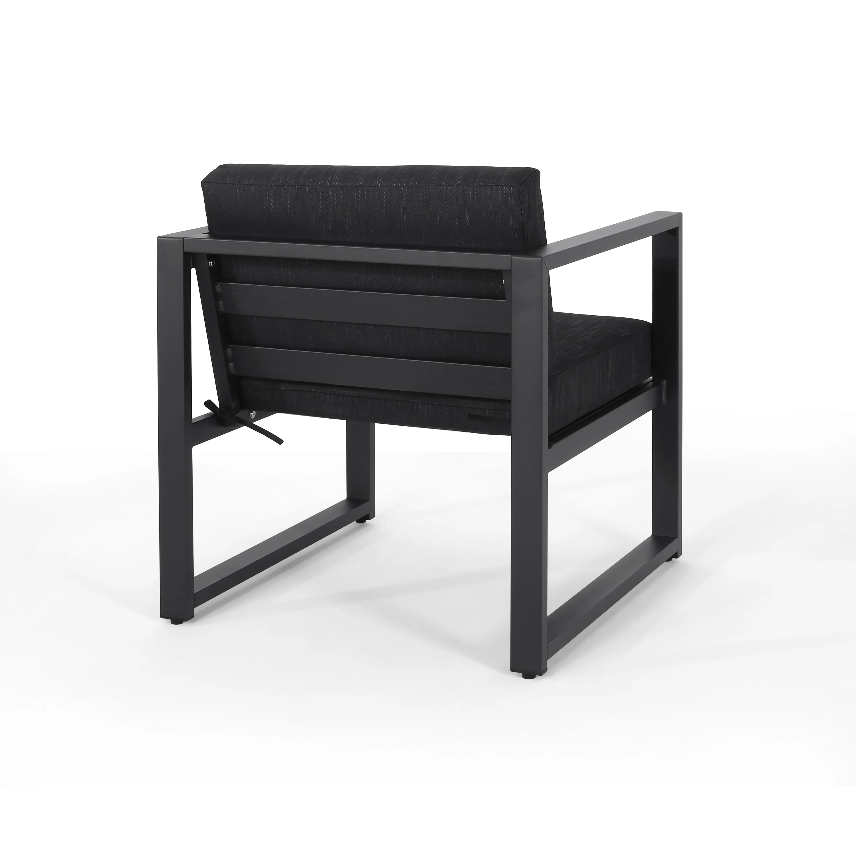 Navan Outdoor 4 Seater Aluminum Chat Set, Silver with Dark Grey Cushions - furnishings