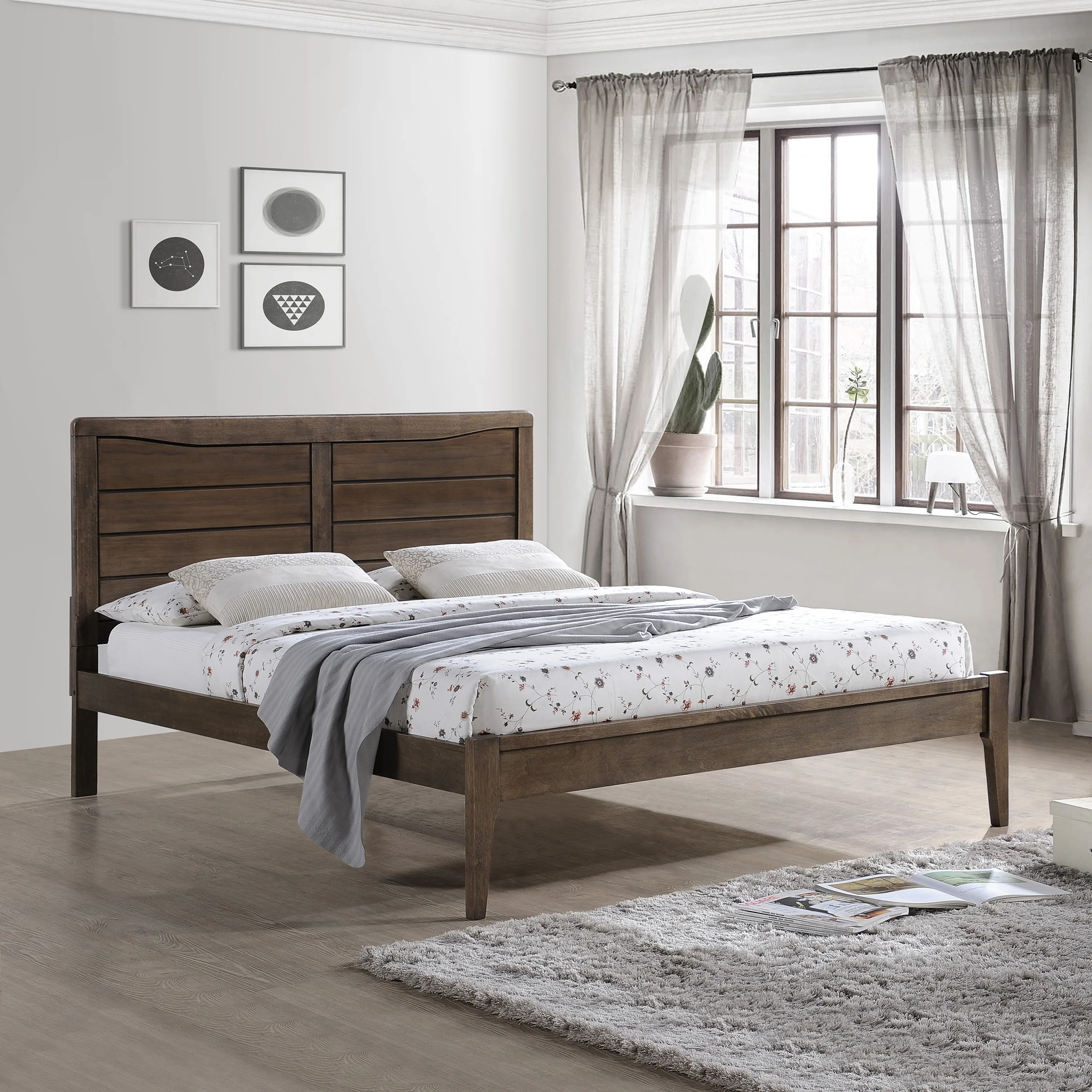 Stacey Rustic Wooden Queen Platform Bed - furnishings