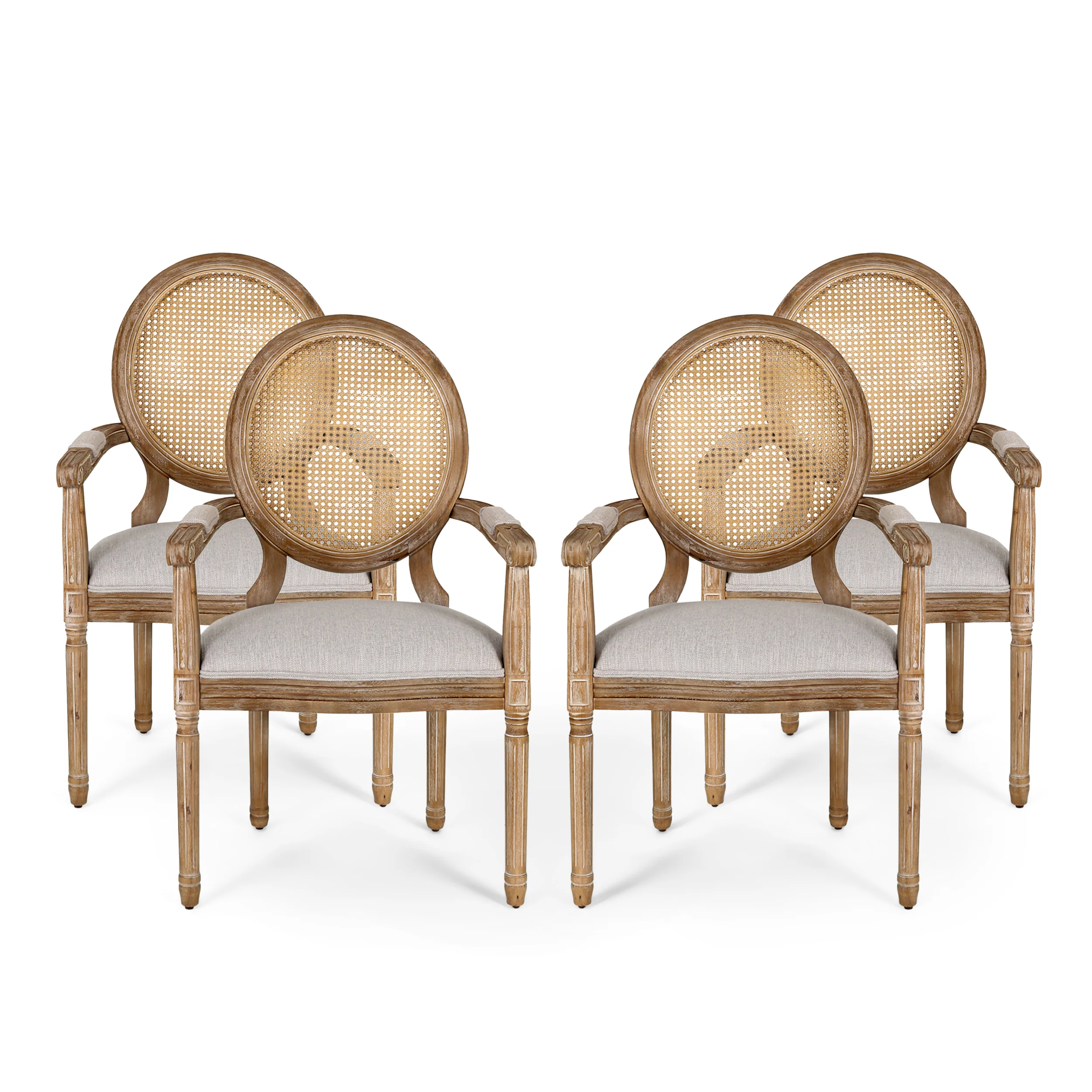 Aisenbrey French Country Wood and Cane Upholstered Dining Chair - furnishings