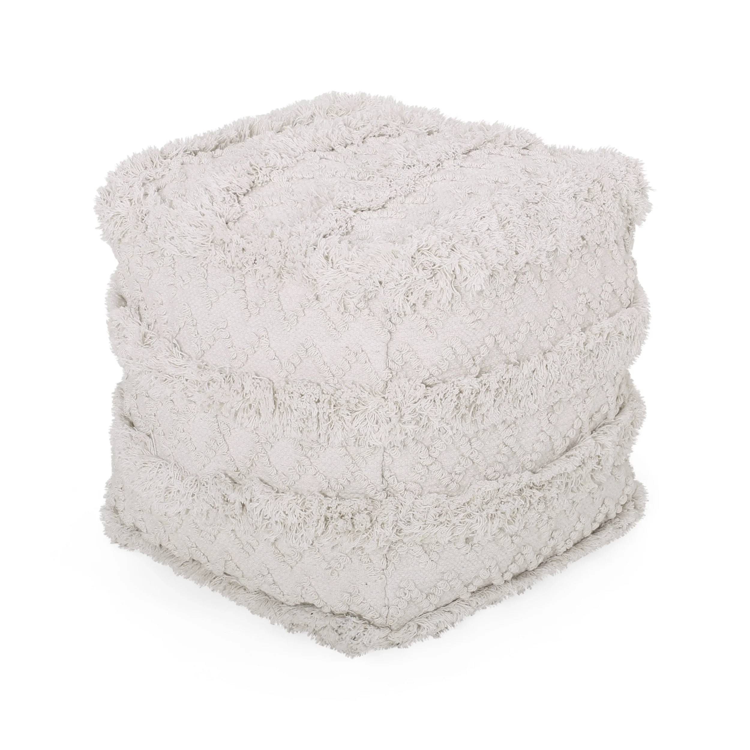 Averykate Boho Fabric Cube Pouf - furnishings
