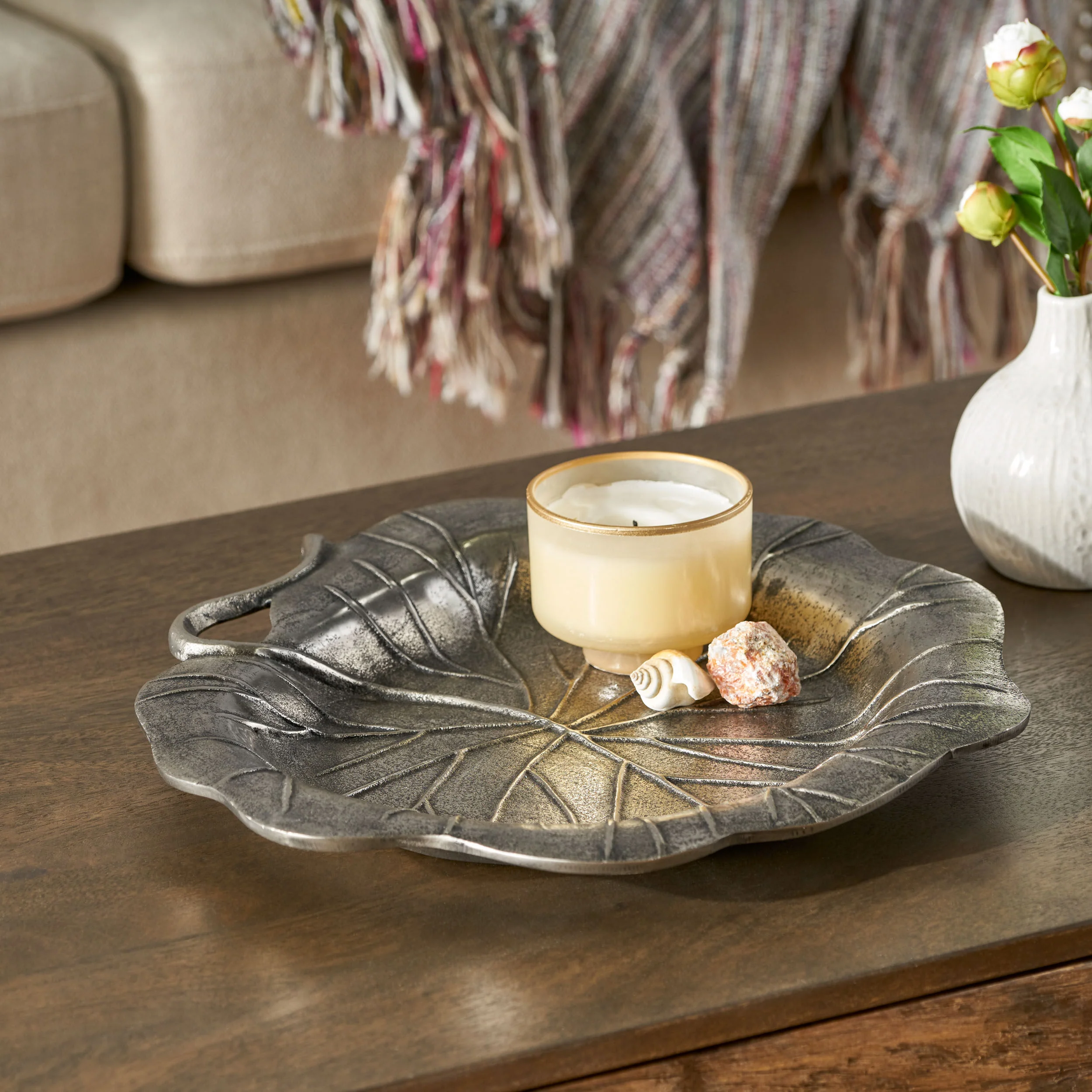 Lovejoy Handcrafted Aluminum Leaf Dish - furnishings