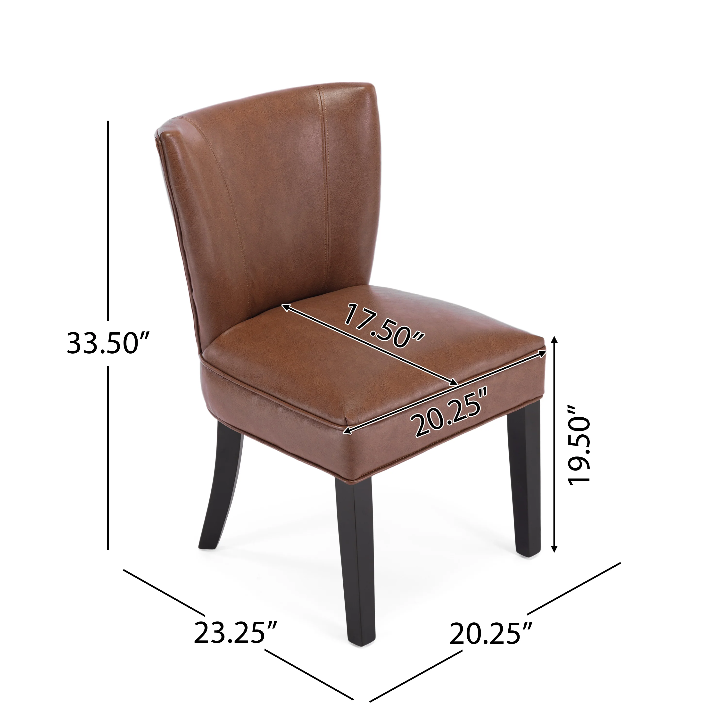 Edenbrook Contemporary Faux Leather Upholstered Dining Chairs, Set of 2, Cognac Brown and Matte Black - furnishings