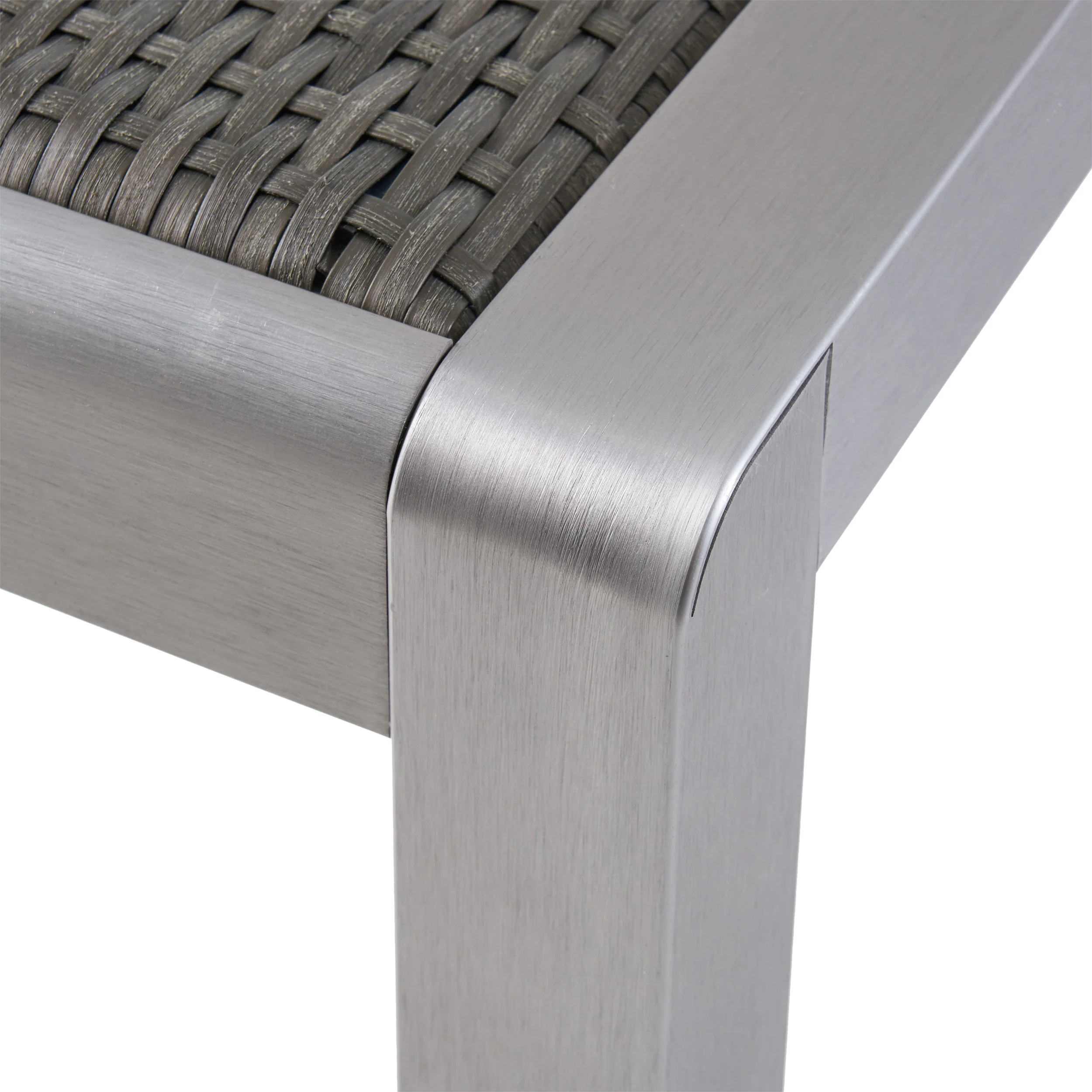 Cherie Outdoor Modern 4 Seater Aluminum Dining Set with Wicker Table Top - furnishings