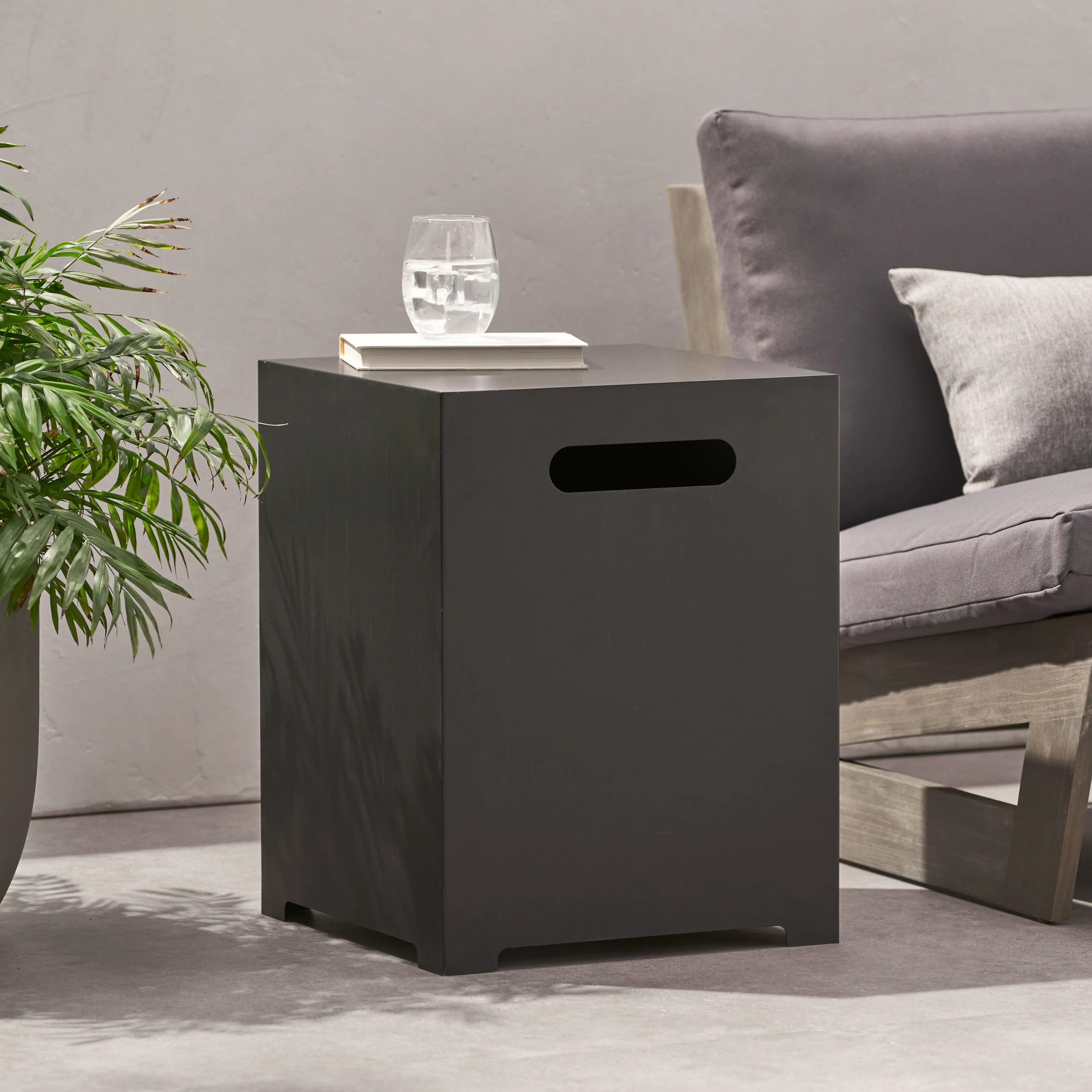 Jasmine Outdoor Metal Tank Holder Side Table - furnishings