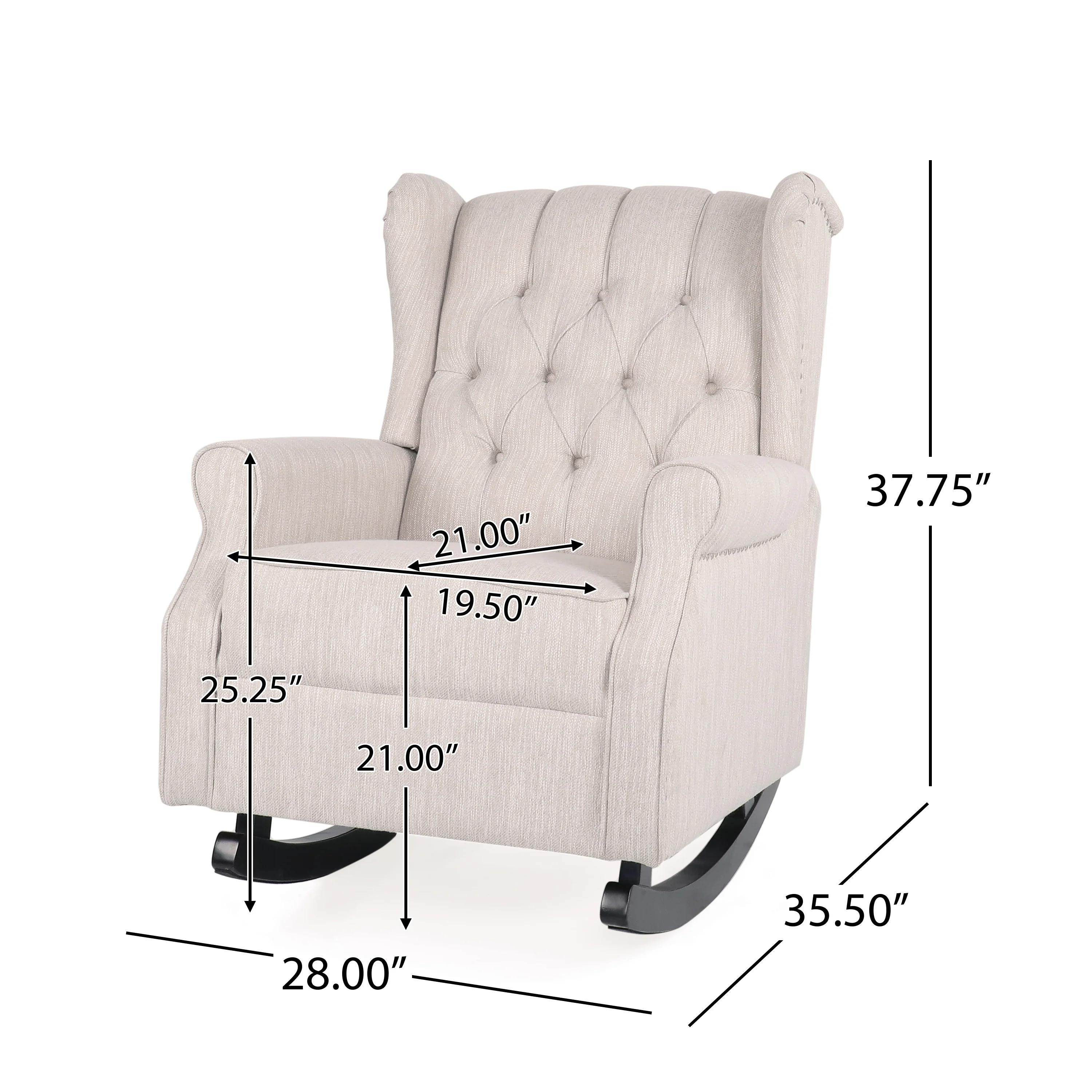 Sheila Contemporary Fabric Tufted Wingback Rocking Chair - furnishings