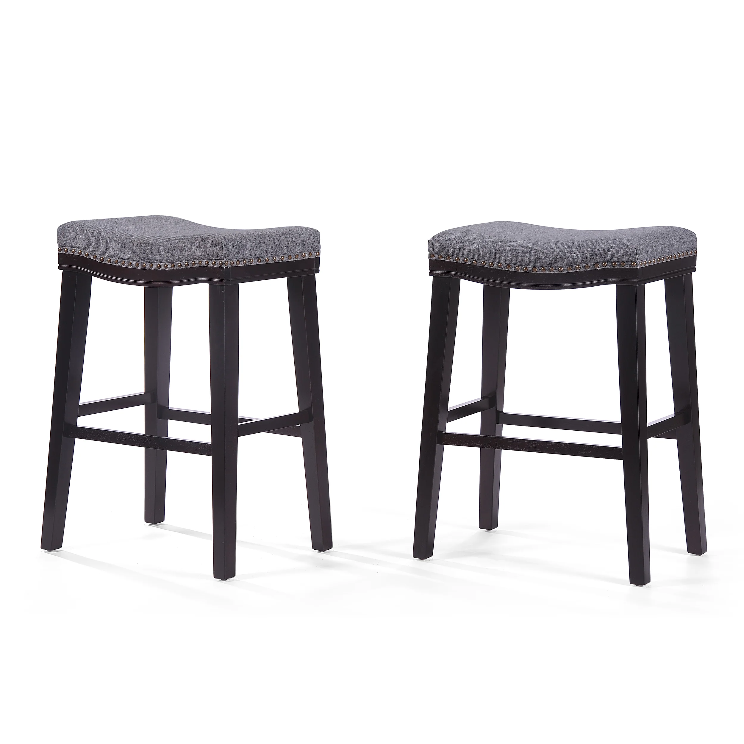 Cavalia 30-Inch Saddle Shaped Studded Rim Stool (Set of 2) - furnishings