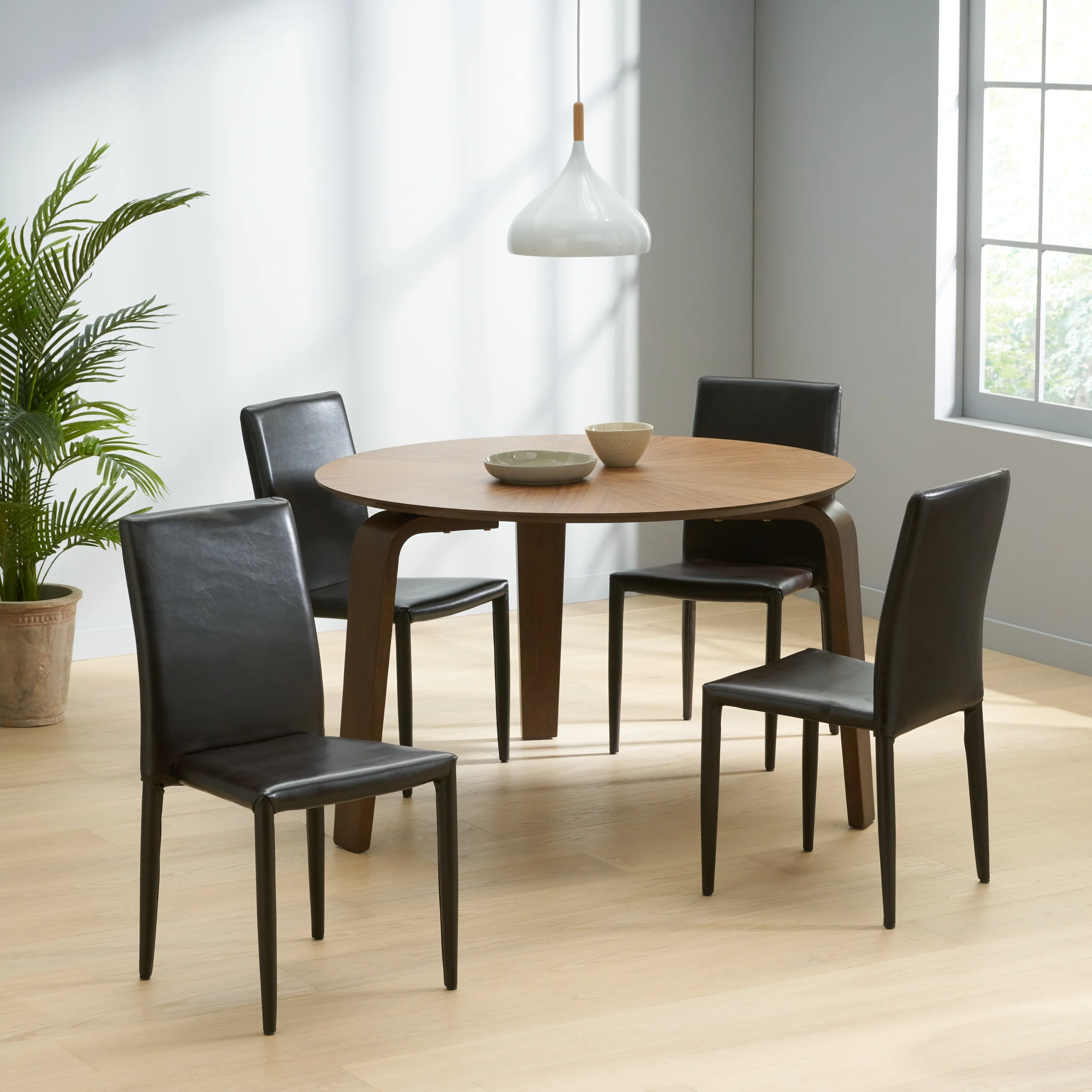 Pasiara Contemporary Brown Stacking Chairs (Set of 4) - furnishings