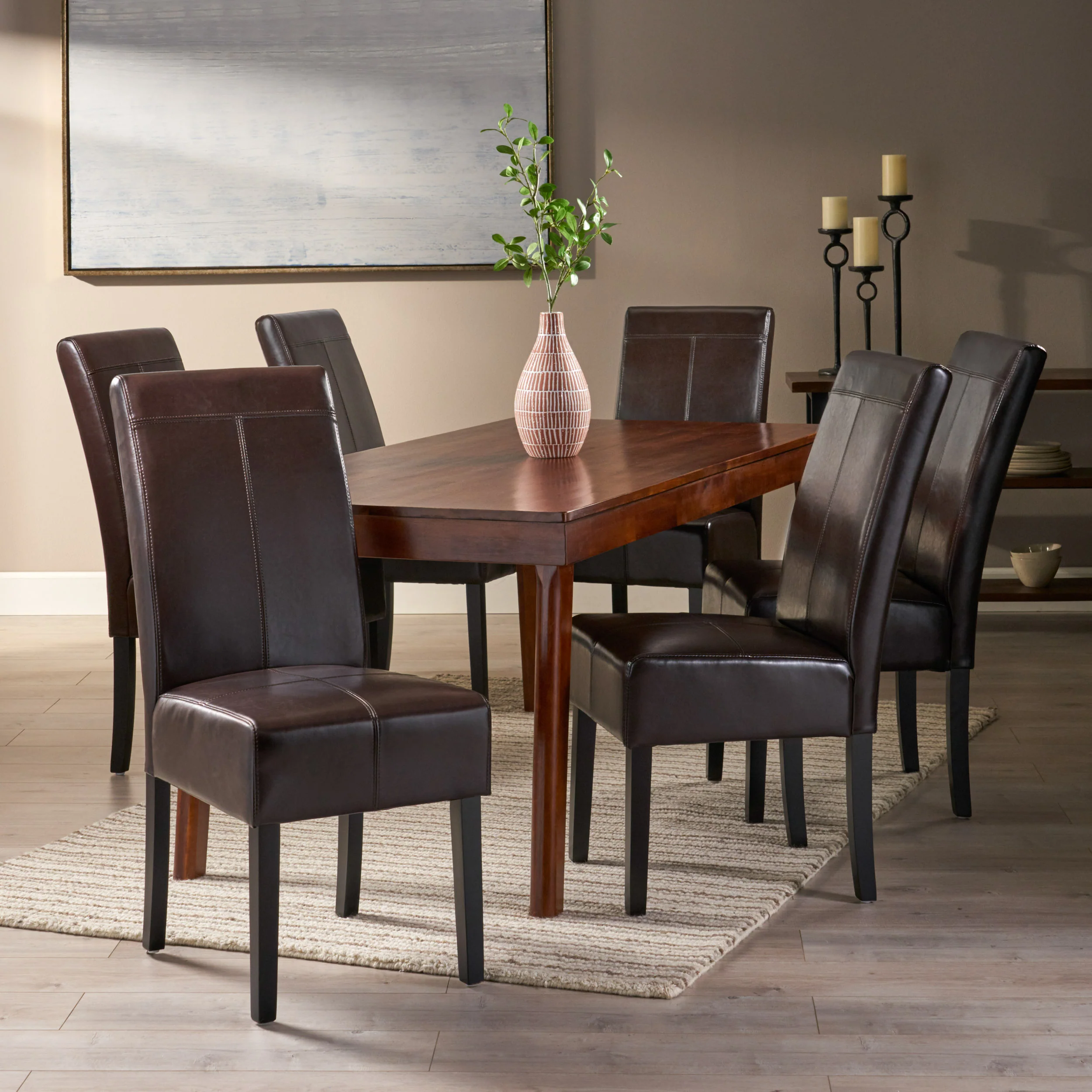 Percival T-stitched Leather Dining Chairs (Set of 6) - furnishings