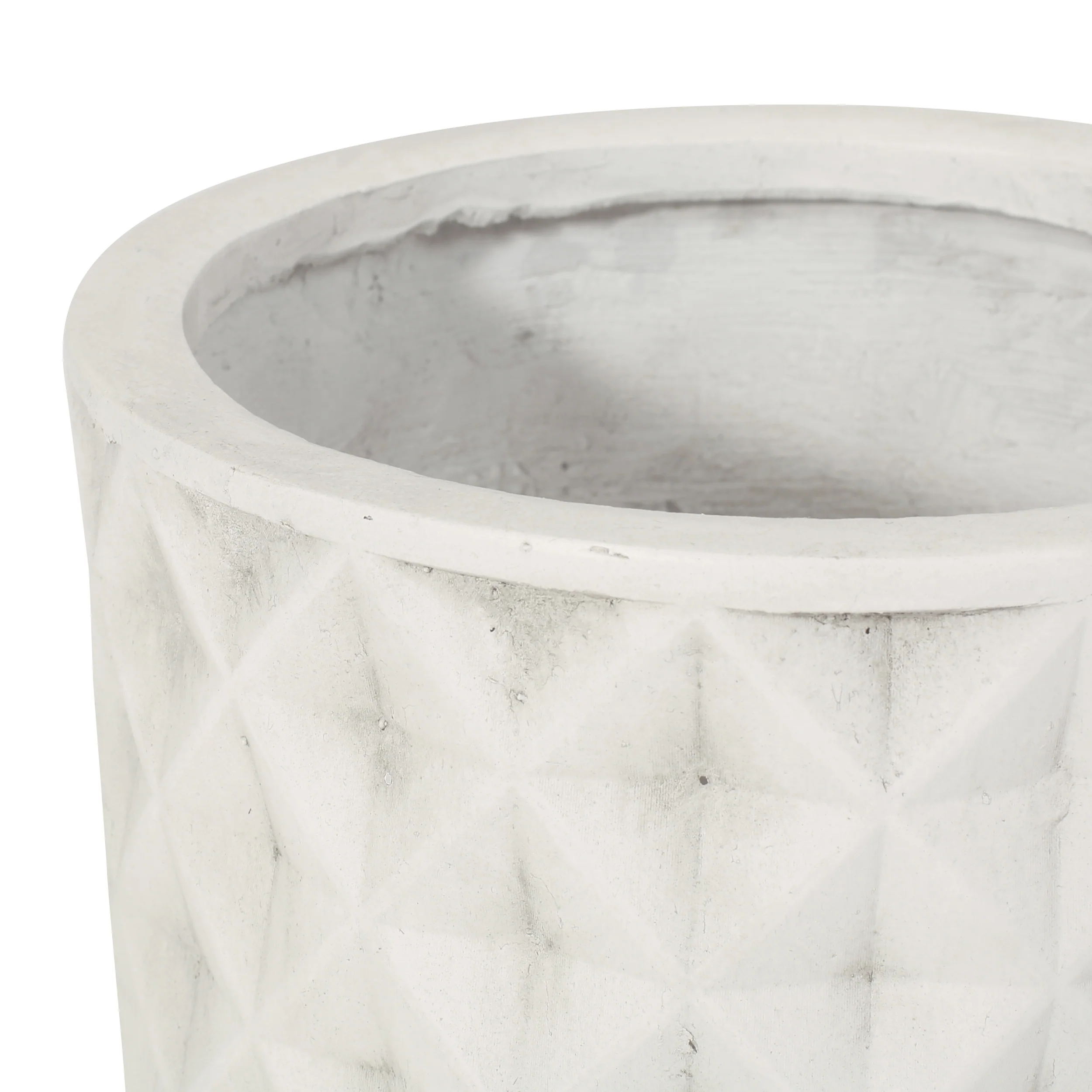 Wilbert Outdoor Small and Large Cast Stone Planter Set, Antique White - furnishings