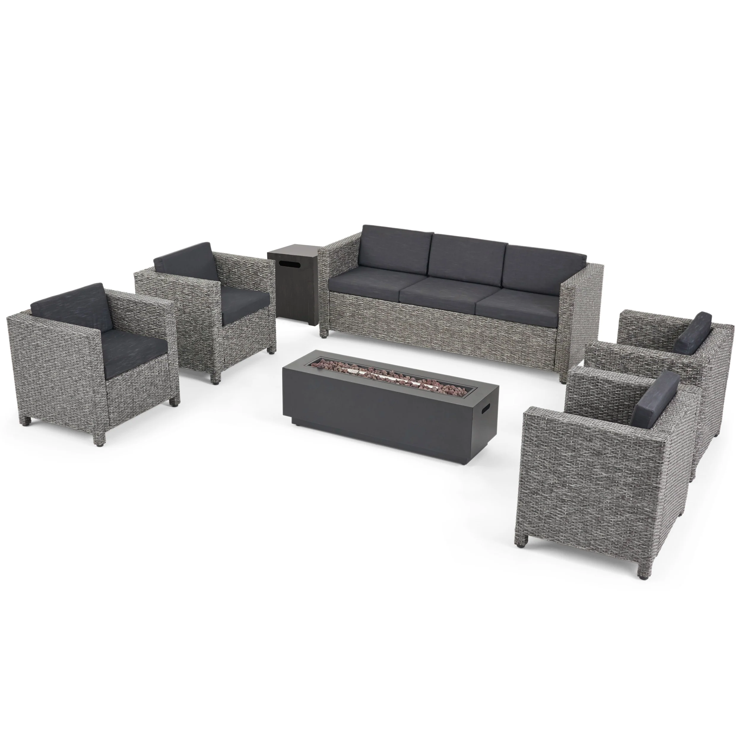Venice 7-Seater Outdoor Fire Pit Sofa Set - furnishings