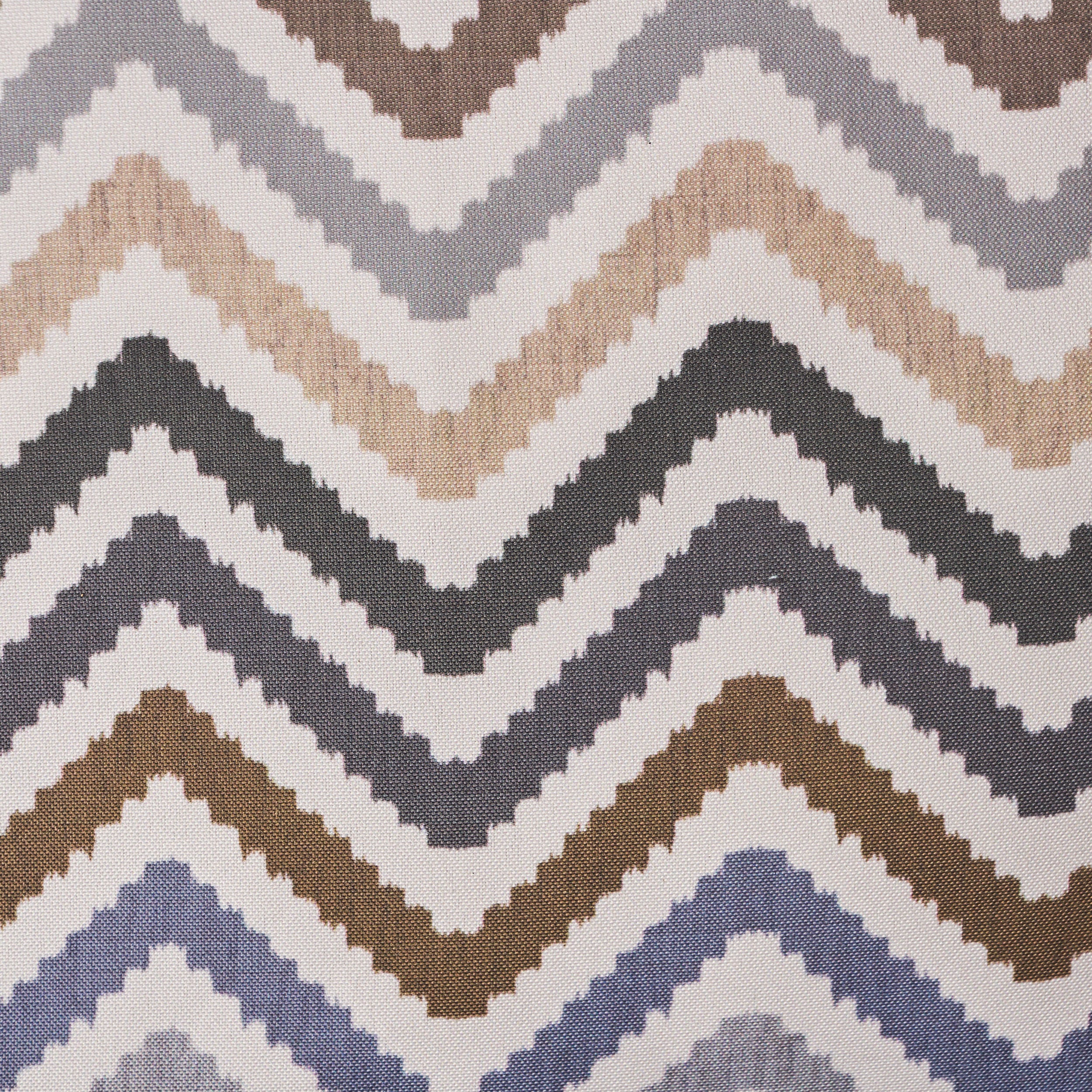 Callon Indoor Grey, Blue, and Brown Zig Zag Striped Water Resistant Square Throw Pillow - furnishings
