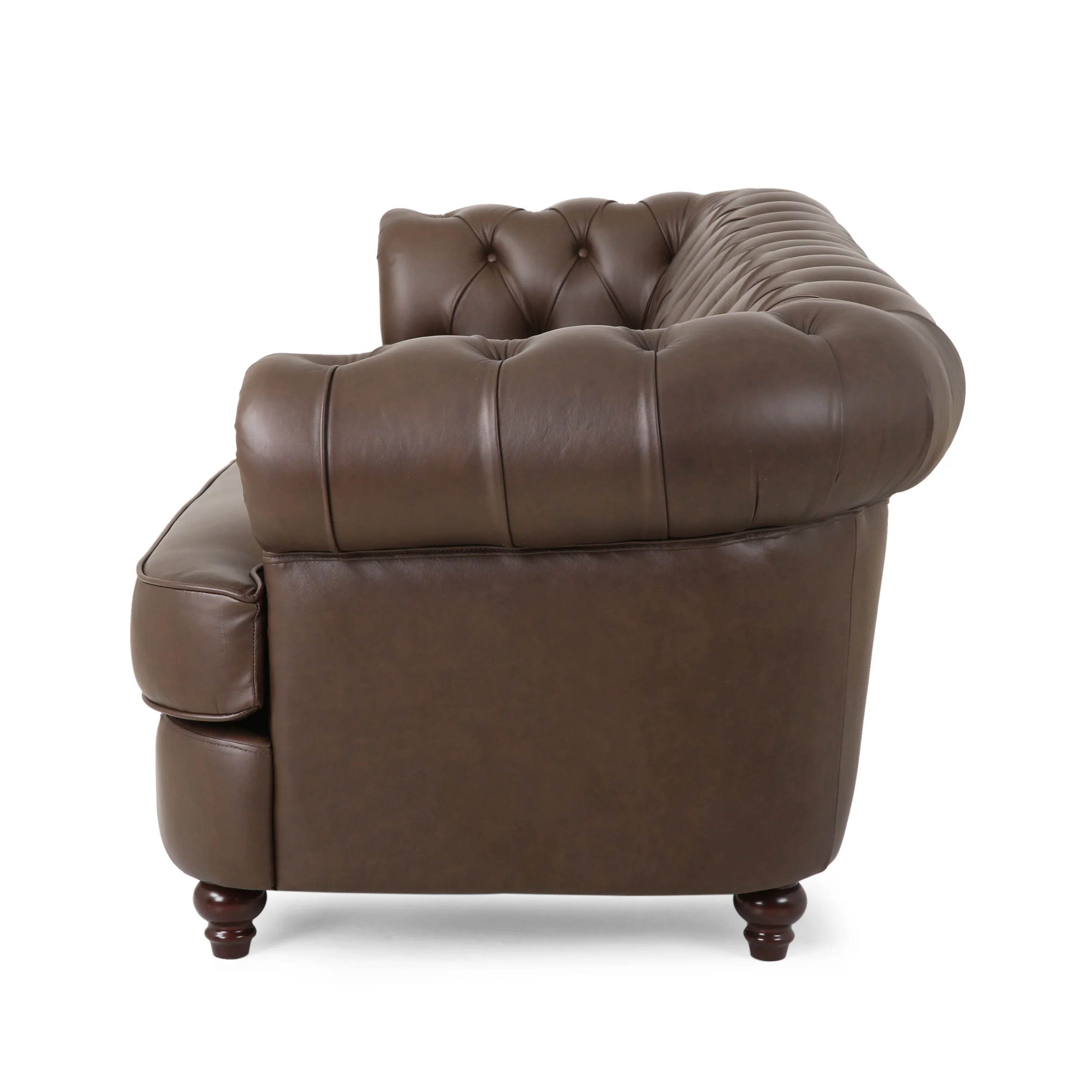 Saley Contemporary Leather Tufted 3 Seater Sofa with Nailhead Trim - furnishings