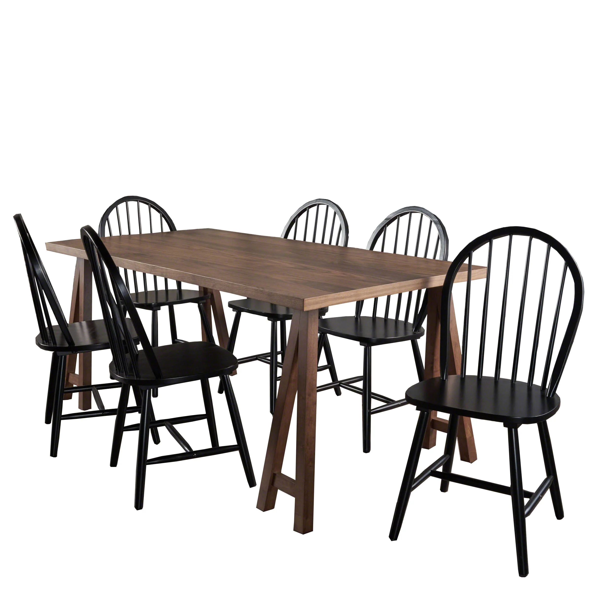 Angela Farmhouse Cottage 7 Piece Faux Wood Dining Set with Rubberwood Chairs - furnishings