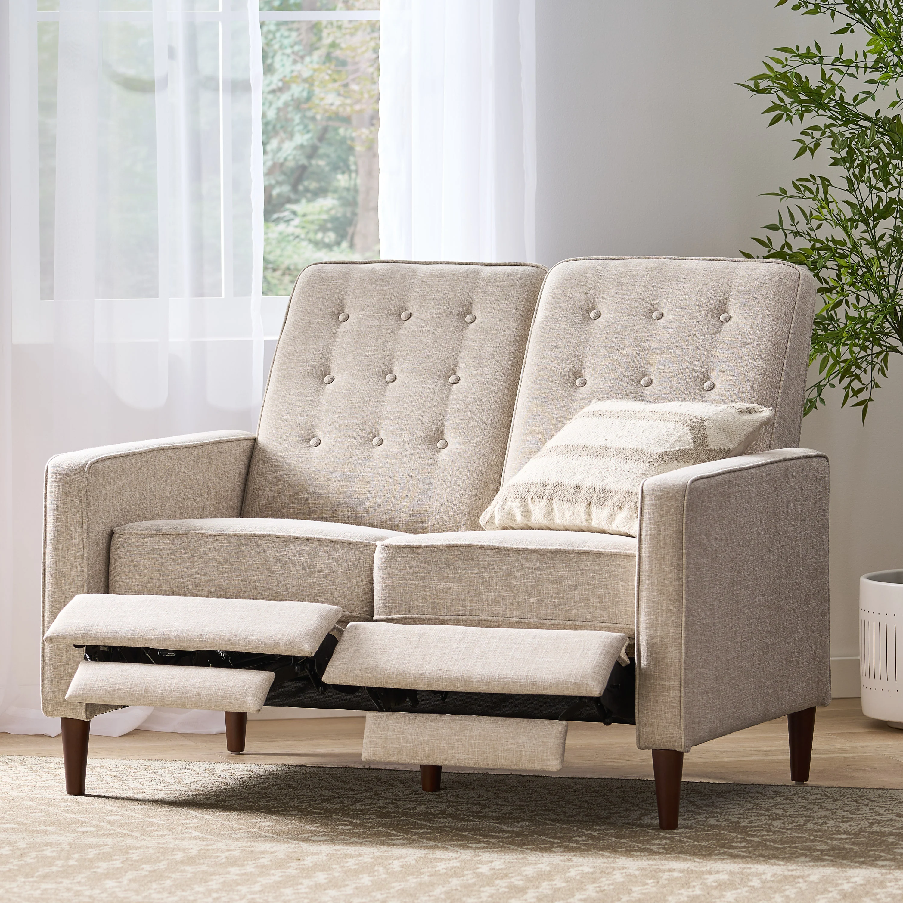 Manville Contemporary Tufted Loveseat Pushback Recliner - furnishings