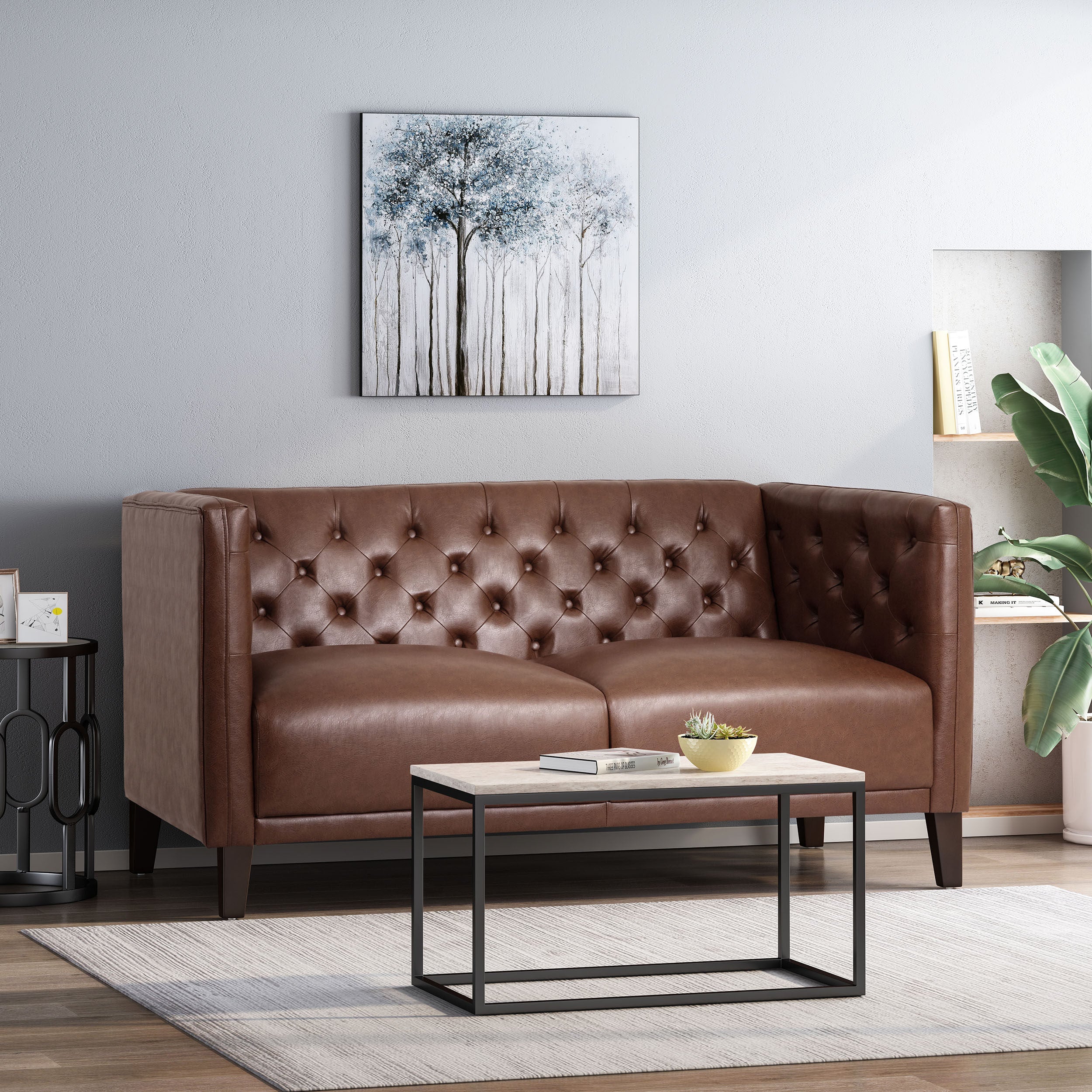 Drache Contemporary Upholstered Tufted Loveseat - furnishings