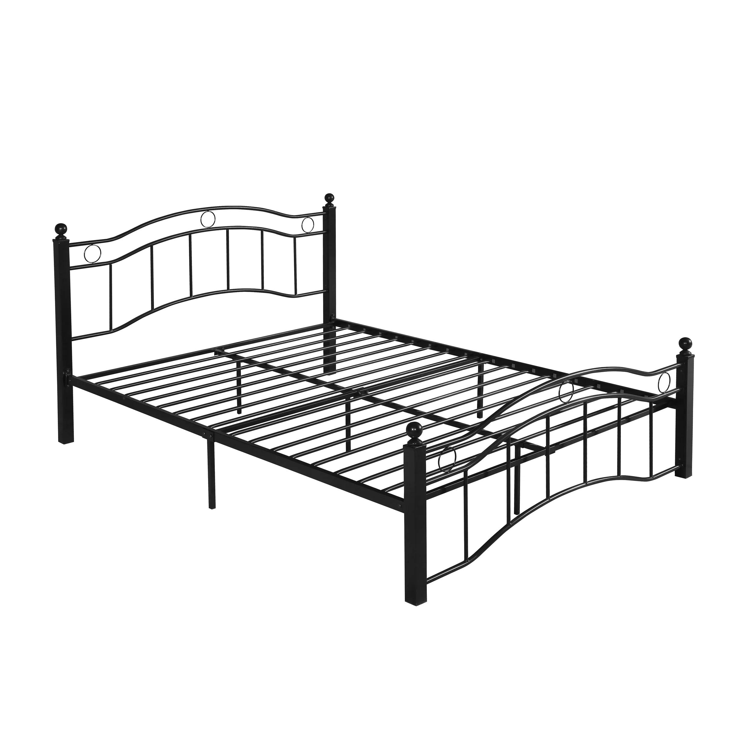 Cole Contemporary Iron Queen Bed Frame with Finial-Topped Legs - furnishings