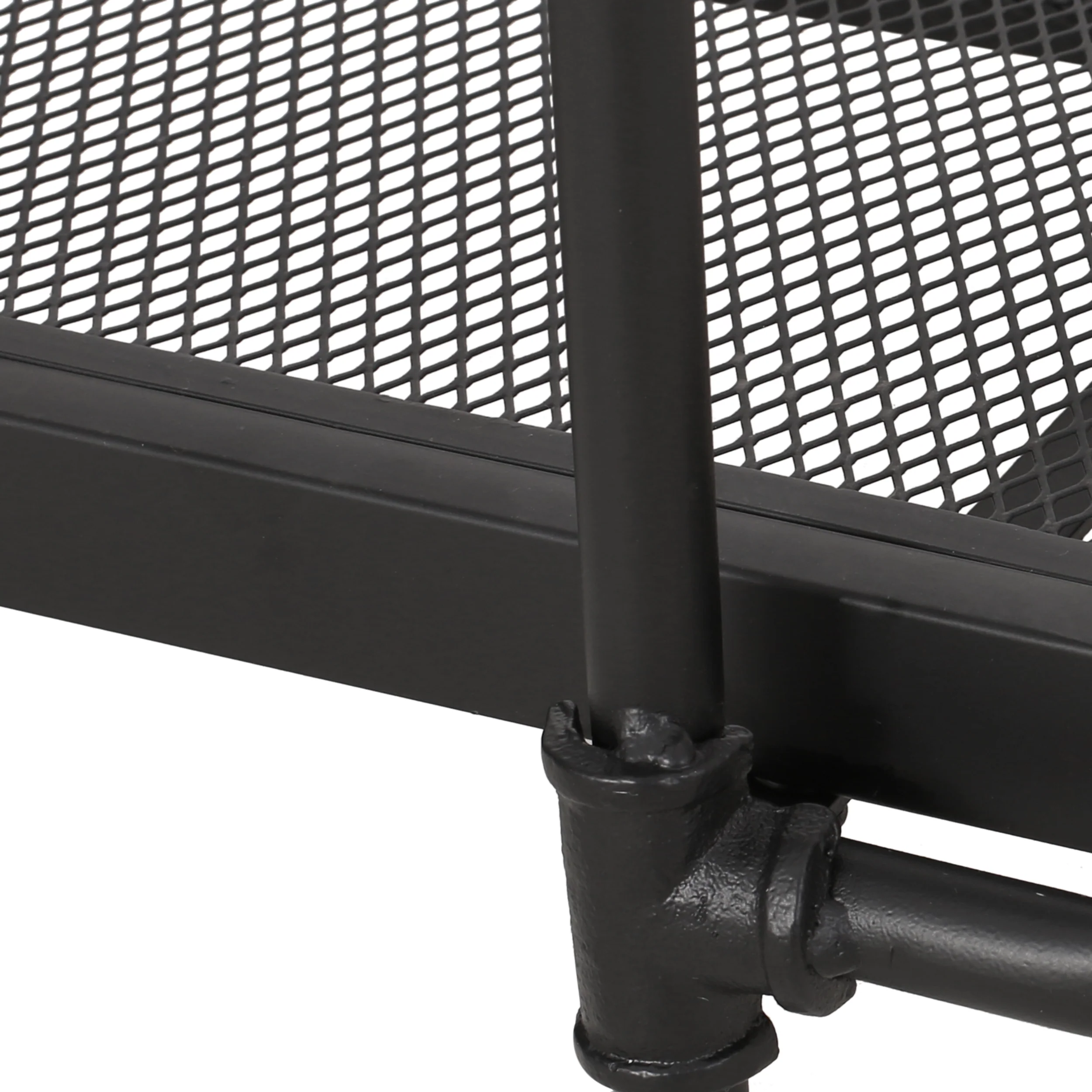 Kayla Indoor/Outdoor Industrial Iron Mesh 5 Shelf Bookcase, Matte Black - furnishings