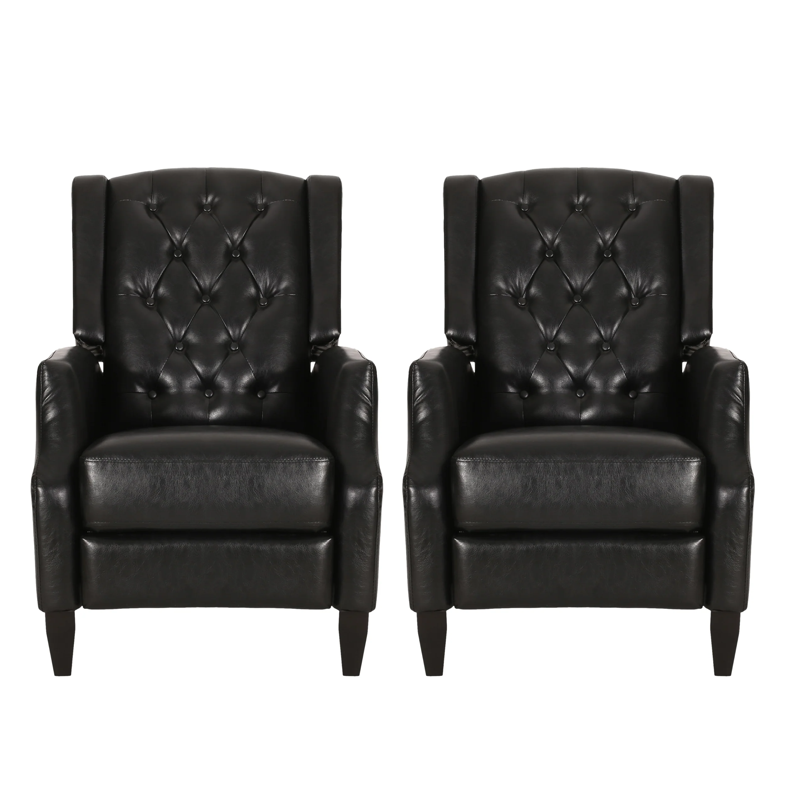 Loubar Contemporary Faux Leather Tufted Pushback Recliners, Set of 2 - furnishings