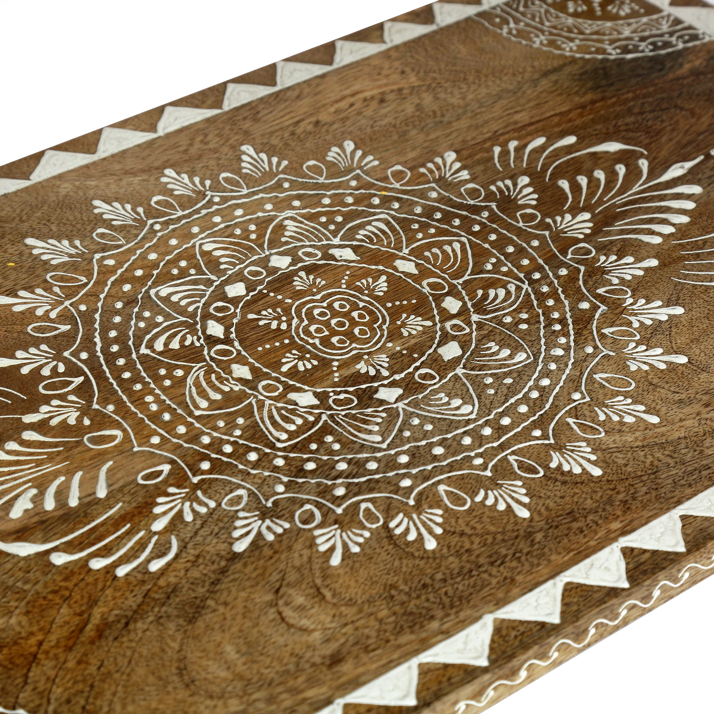 Leverick Handcrafted Boho 3 Drawer Mango Wood End Table - furnishings
