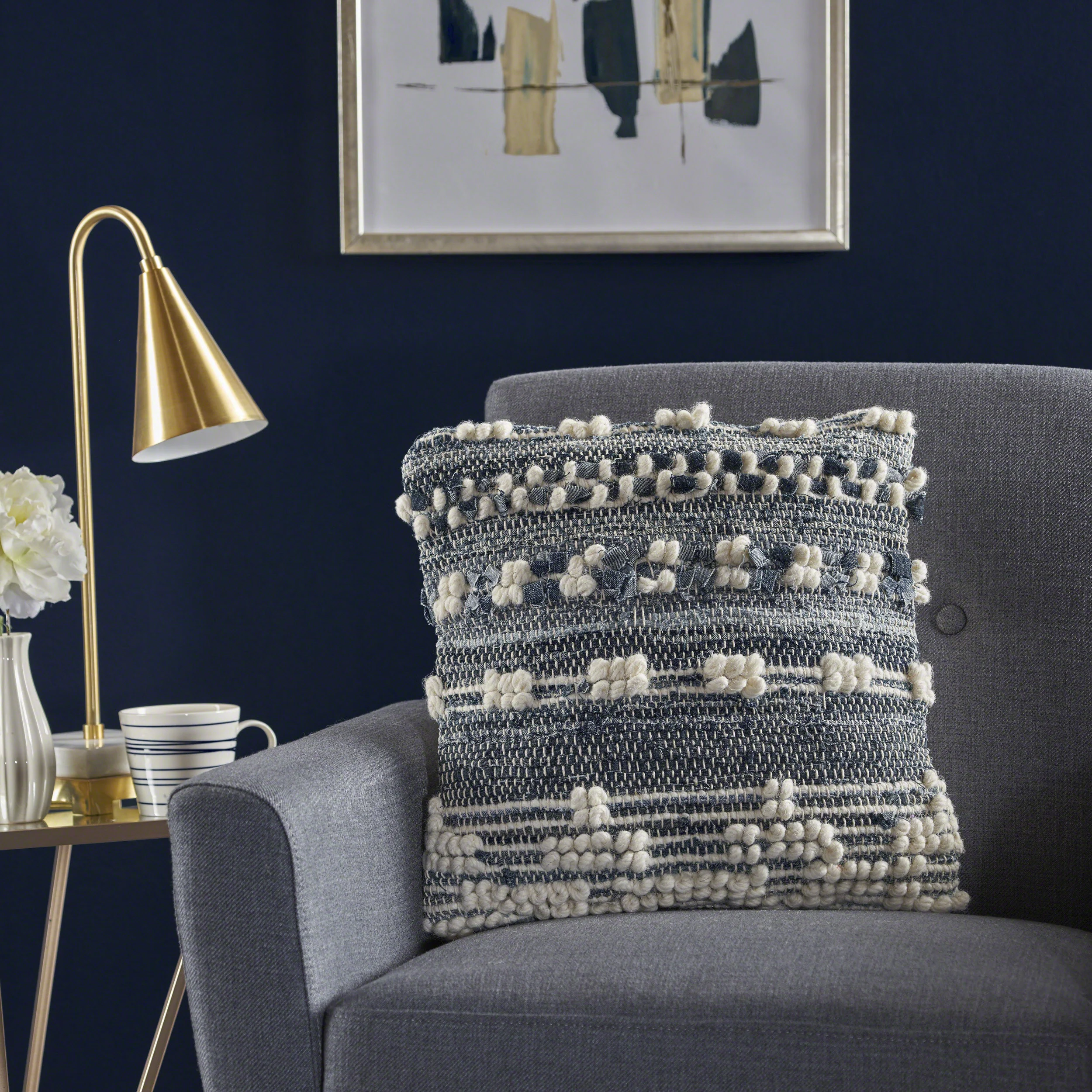 Storey Handcrafted Boho Denim and Fabric Pillow - furnishings