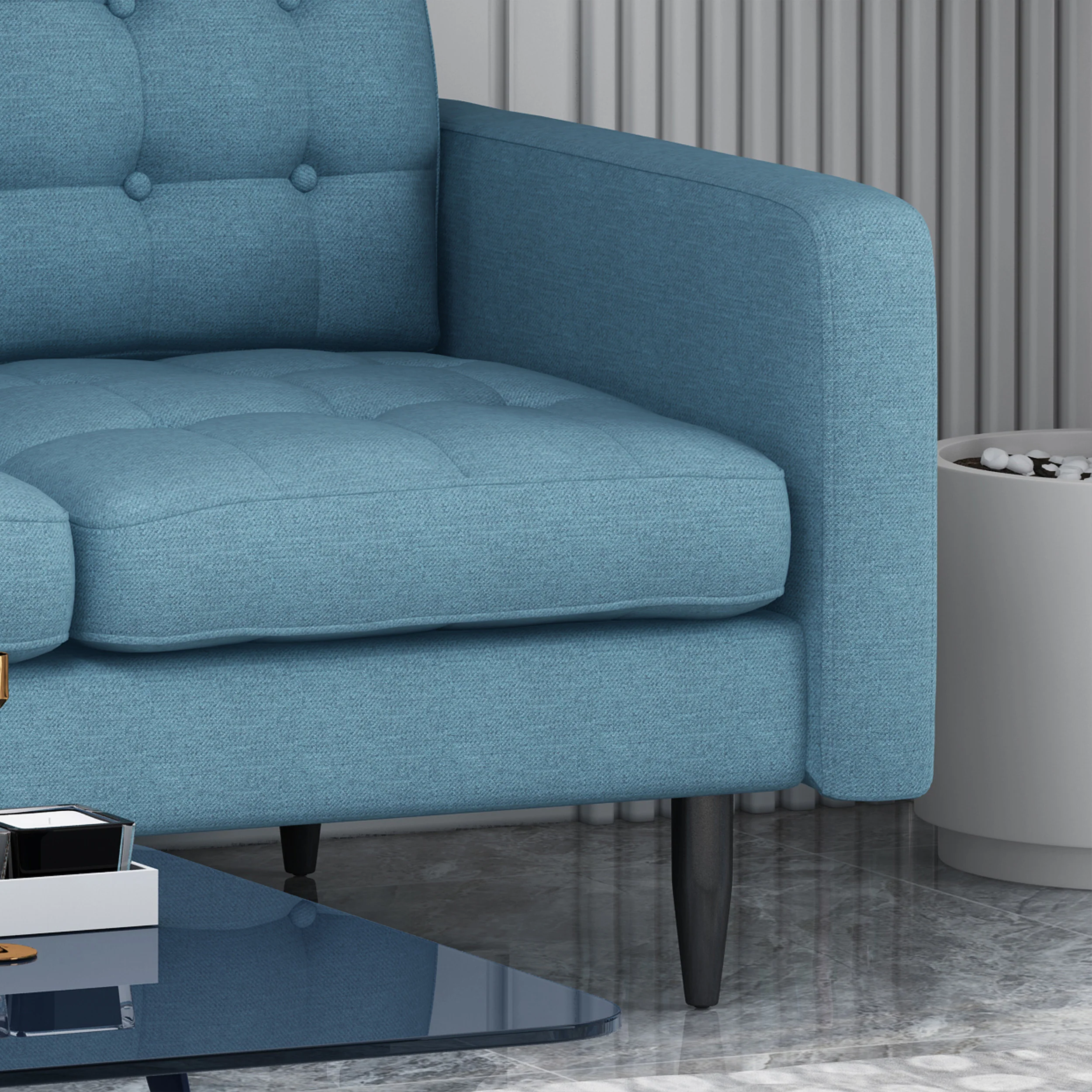 Ayumi Contemporary Tufted Fabric 3 Seater Sofa - furnishings