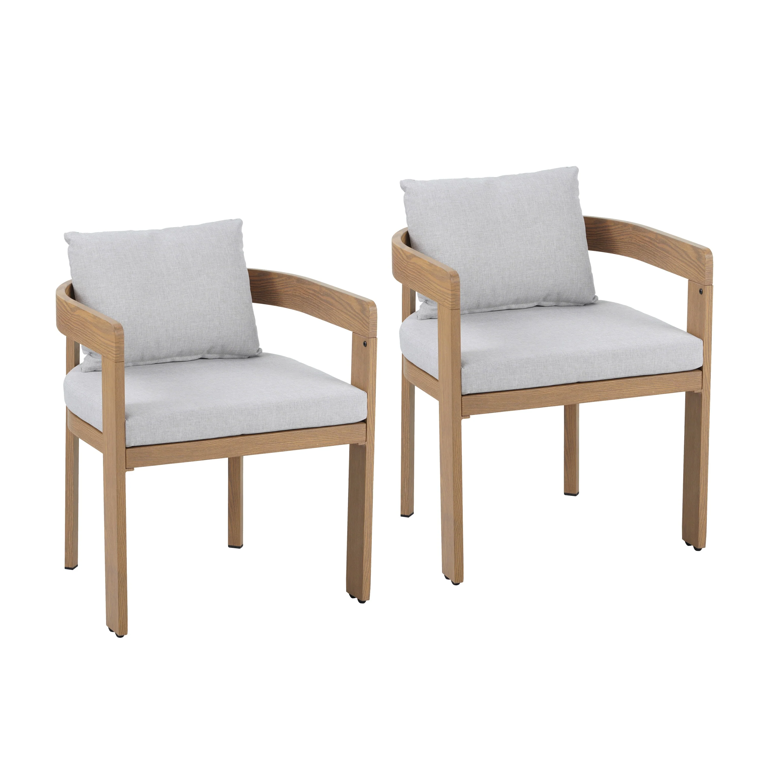 Olaly Modern Boucle Dining Chairs with Arms & Aluminum Frame - furnishings